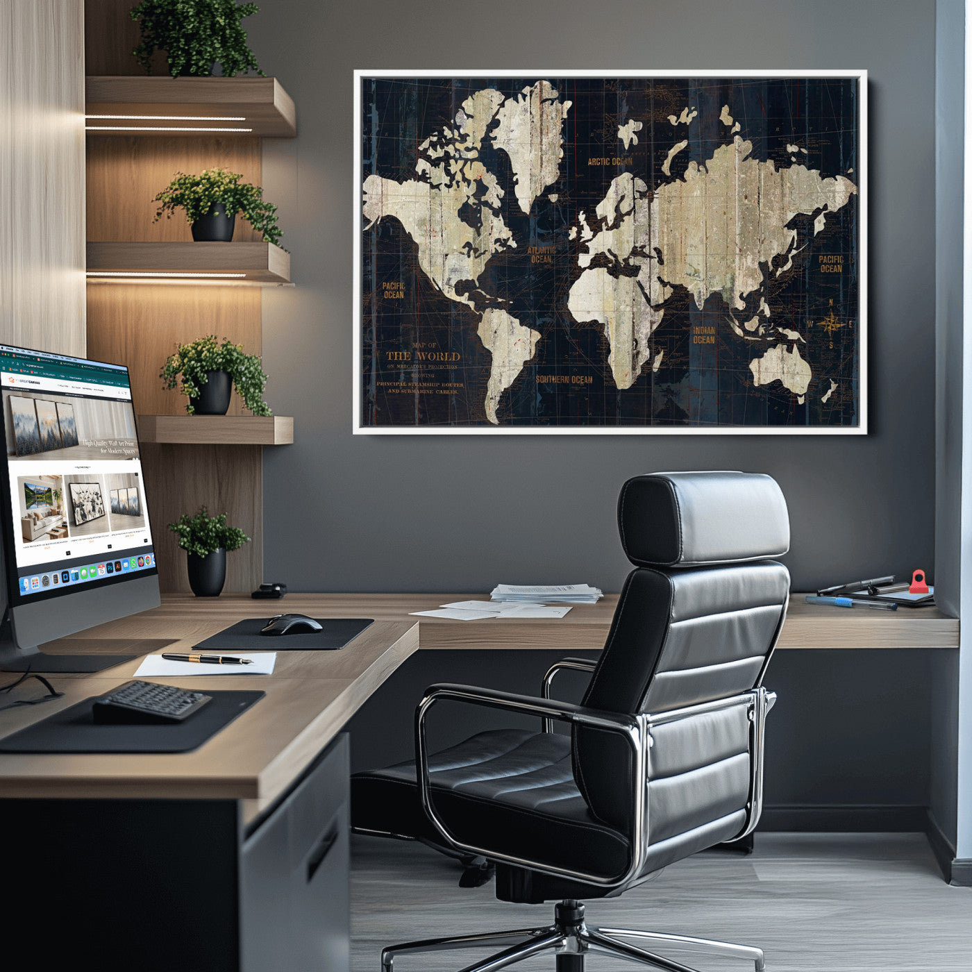 Push Pin World Map Canvas Print – Framed Wall Art for Couples to Track Their Travels – Anniversary Gift or Home Adventure Decor