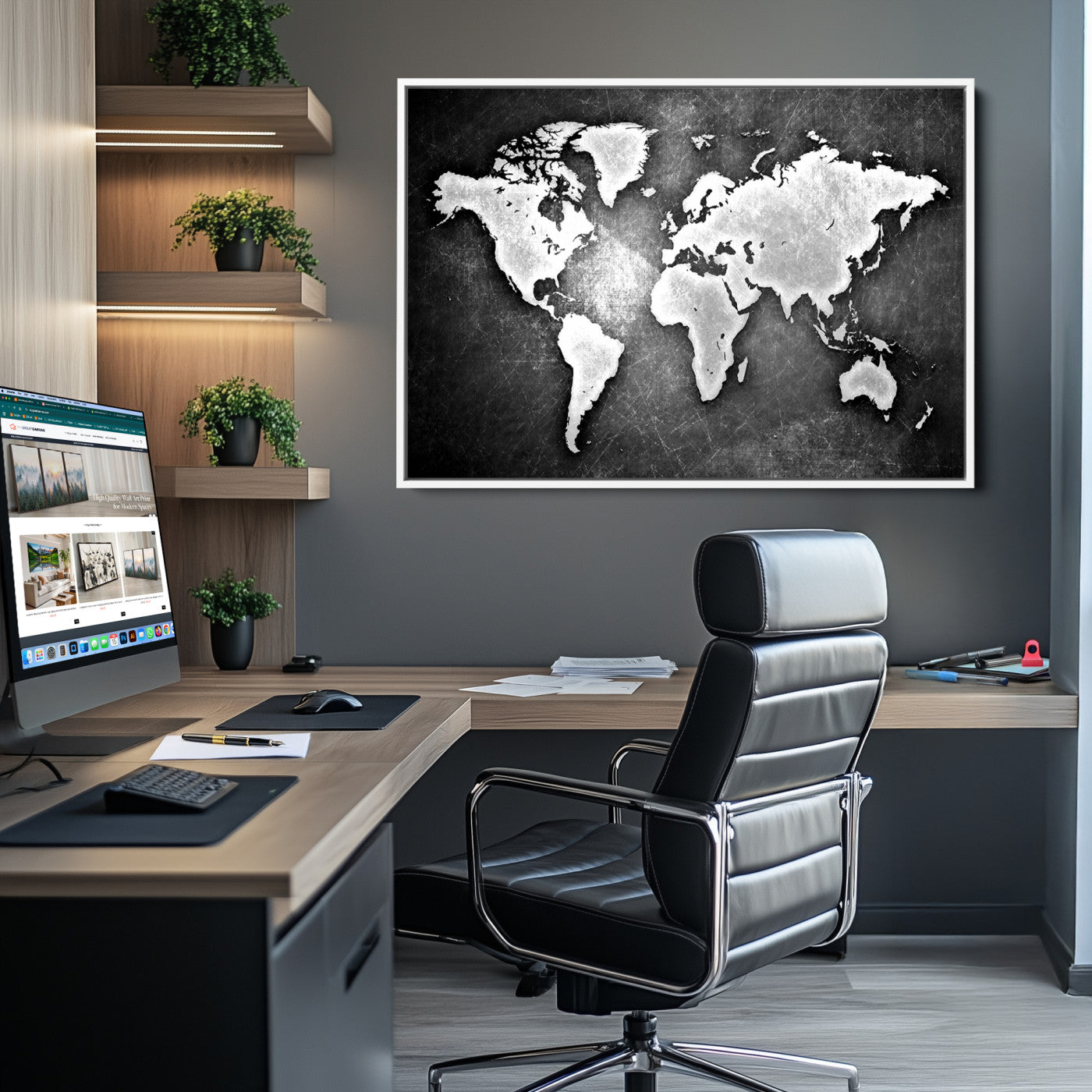 34390-MGV-FC-36X24_White-World Map Wall Art Canvas Print – Framed Wall Art for Anniversary Gift or Home Adventure Decor