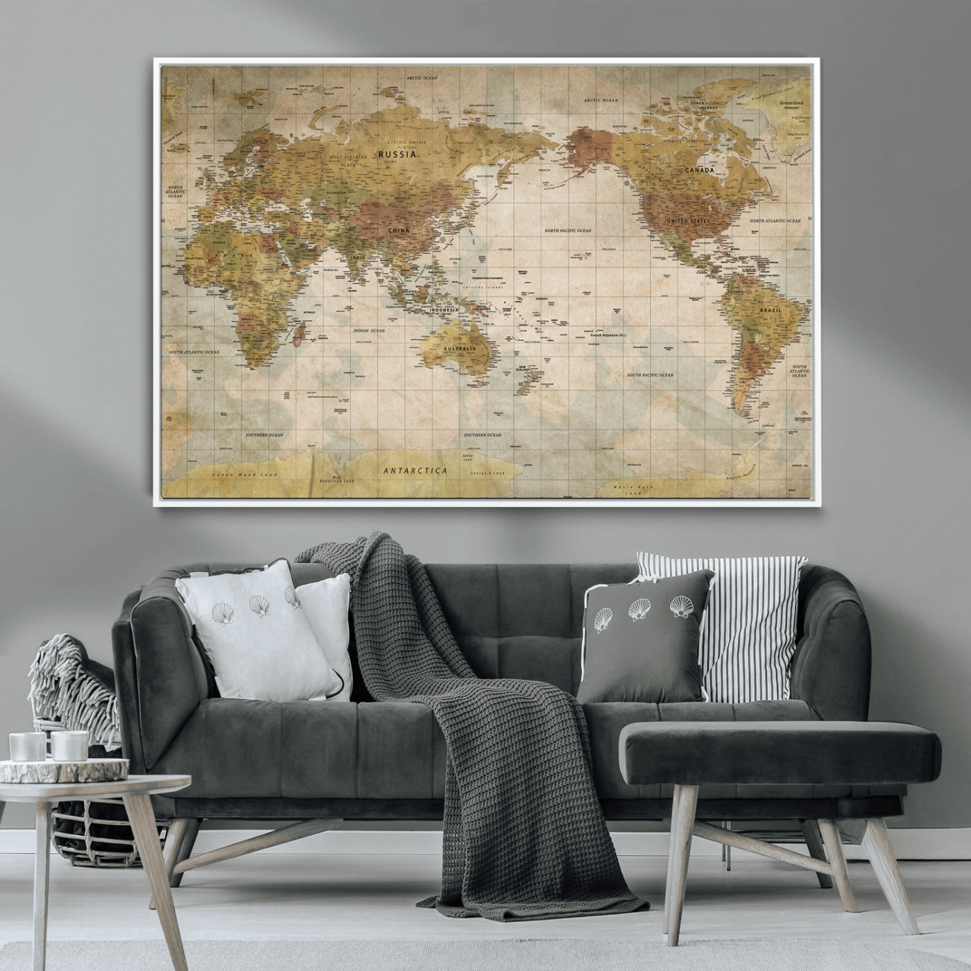 73306535-MGV-CV-36X24-Custom Push Pin World Map Wall Canvas Print – Personalized Travel Tracker for Anniversy Gift – Framed Custom Quotie Canvas for Home Office Decor