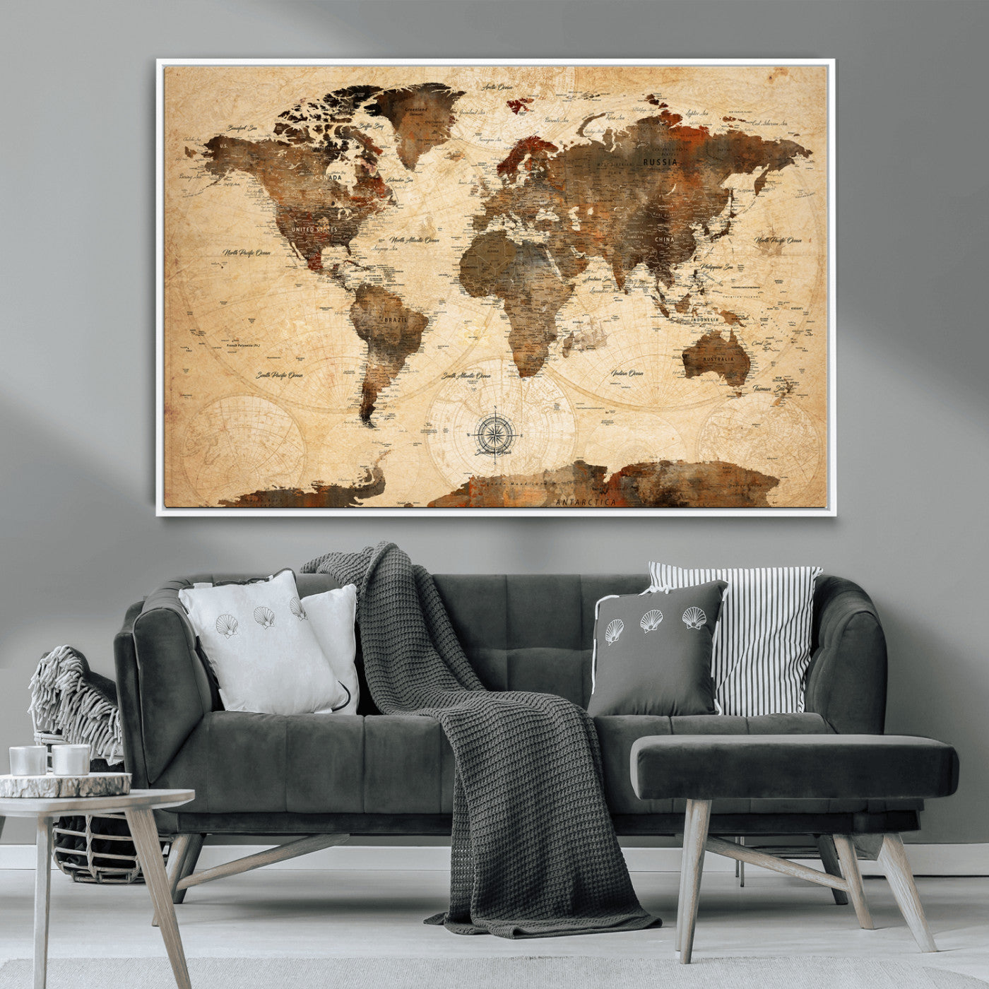 78064863-MGV-CV-36X24-Pastel Ocean Wall Art Canvas Print, Framed Soft Sunset Art Picture Print, Calm Sea Perfect minimalist Decor