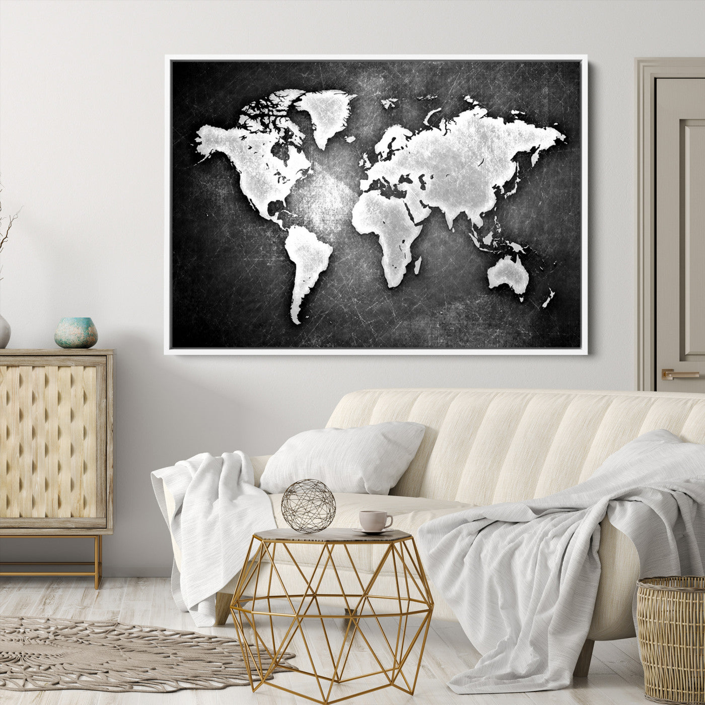 34390-MGV-CV-36X24-World Map Wall Art Canvas Print – Framed Wall Art for Anniversary Gift or Home Adventure Decor