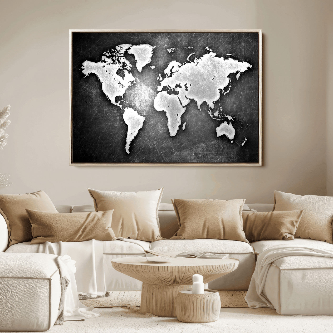 34390-MGV-FC-36X24_Natural-World Map Wall Art Canvas Print – Framed Wall Art for Anniversary Gift or Home Adventure Decor