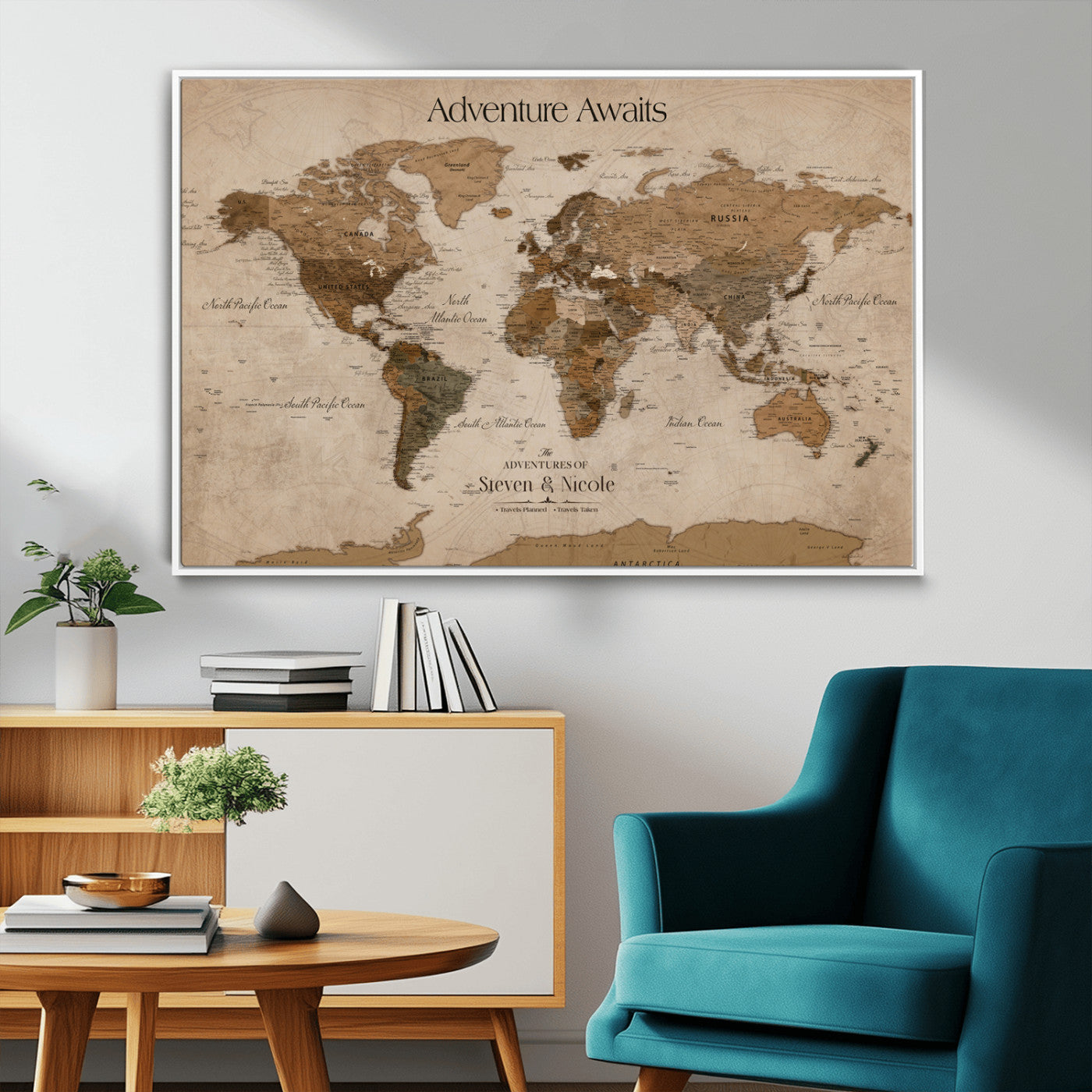 26070282-MGV-CV-36X24-Personalized World Map Wall Art Canvas Print - Customizable Wall Art Map Print