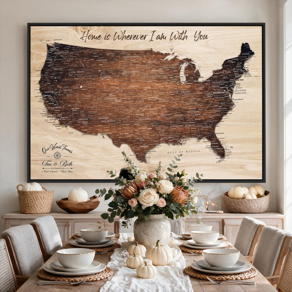 16274332-_Poster-30x20 - Personalized USA Push Pin Travel Map Canvas for Adventure Wall Decor