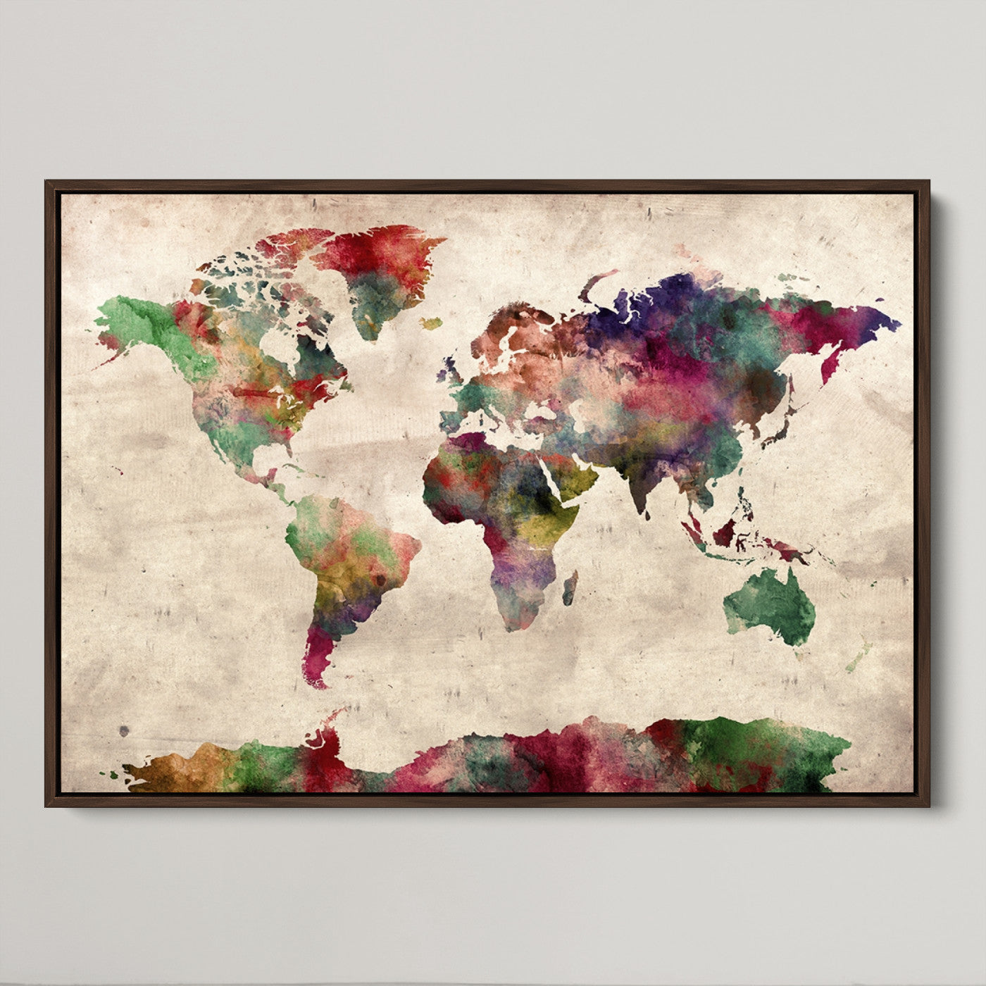 Push Pin World Map Canvas Print – Framed Wall Art for Couples to Track Their Travels – Anniversary Gift or Home Adventure Decor