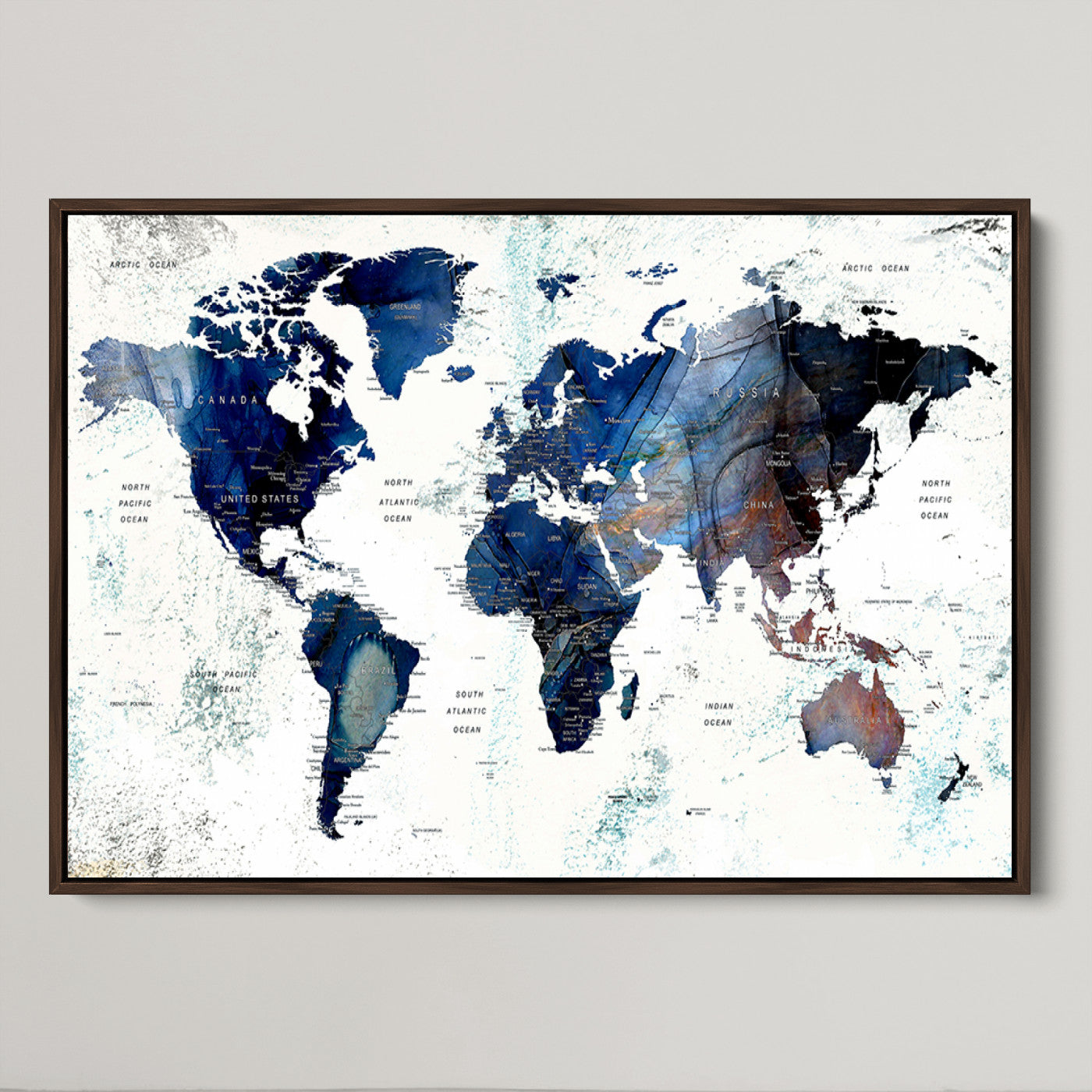 Push Pin World Map Canvas Print – Framed Wall Art for Couples to Track Their Travels – Anniversary Gift or Home Adventure Decor