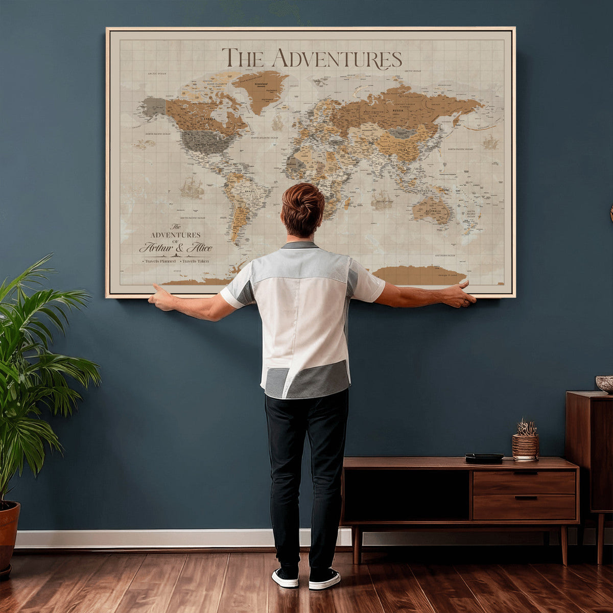 57738274-MGV-CV-36X24 - Custom Push Pin World Map Wall Art Canvas Print | Personalized Travel Tracker - NEWMAP-10