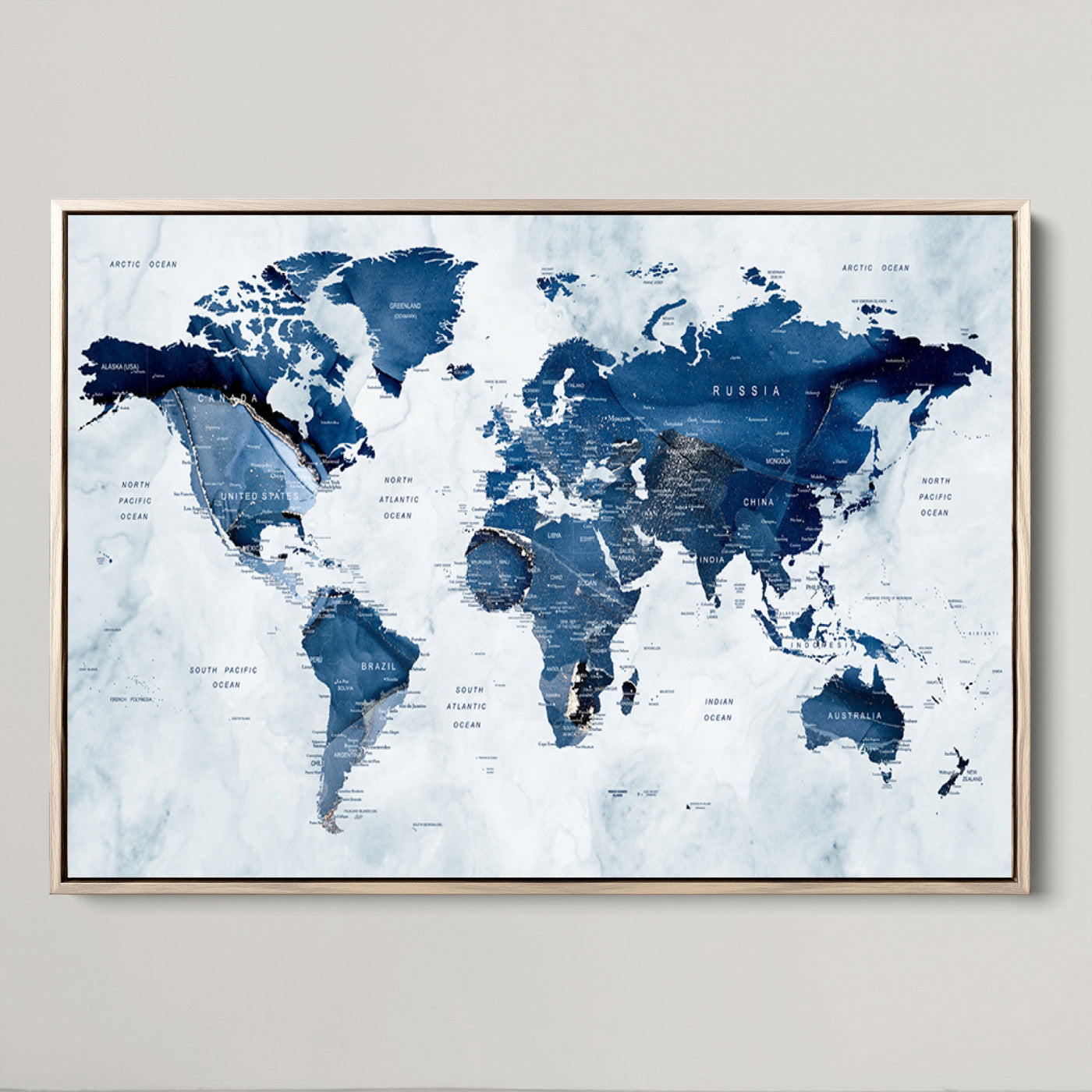 Push Pin World Map Canvas Print – Framed Wall Art for Couples to Track Their Travels – Anniversary Gift or Home Adventure Decor