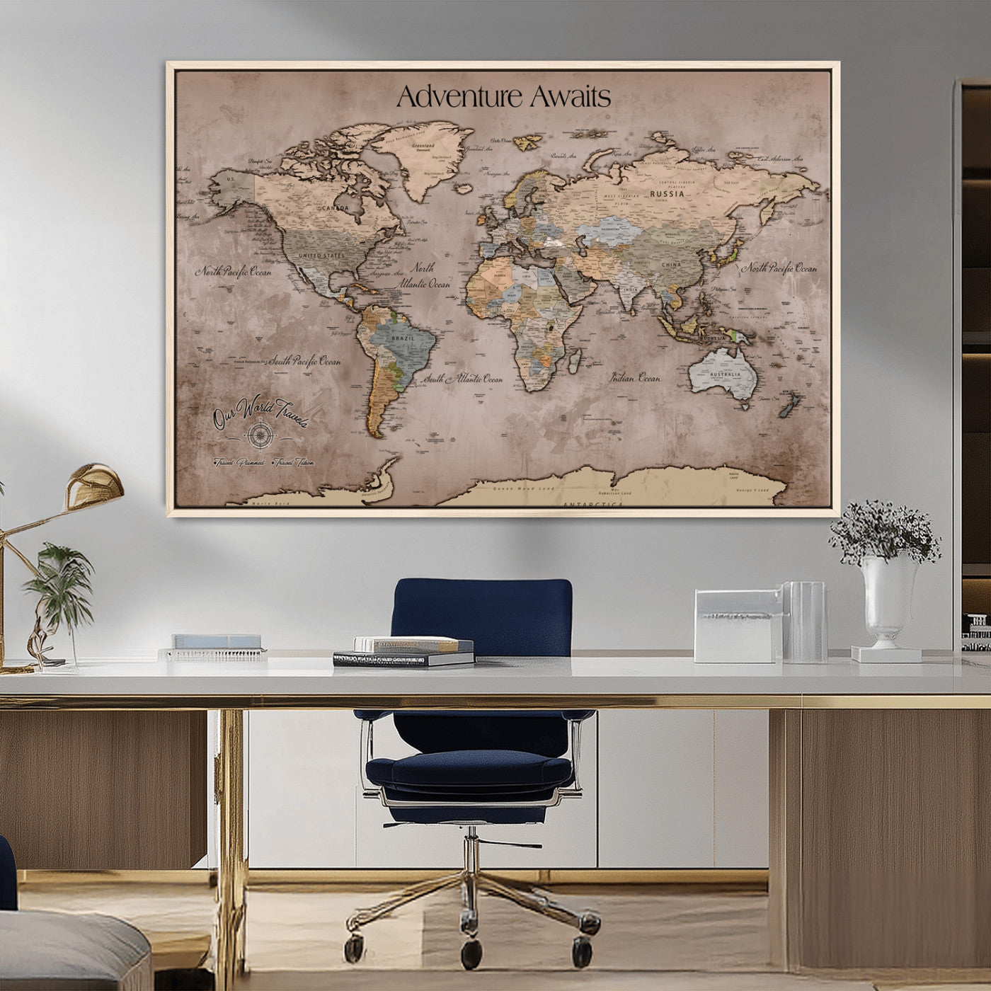 30557812-MGV-CV-36X24-Framed Abstract Tree Ring Wall Art Print, Natural Rustic Wood Texture Canvas Print, Wood Tree Stump Farmhouse, Log Cabin Wooden House Decor