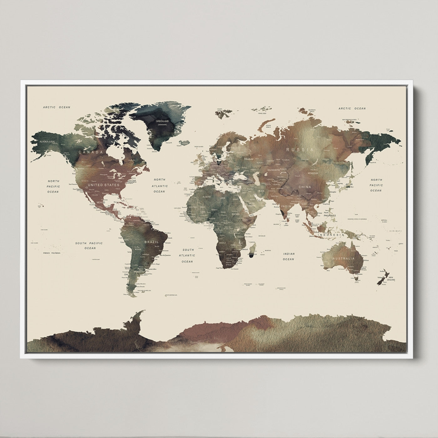 Push Pin World Map Canvas Print – Framed Wall Art for Couples to Track Their Travels – Anniversary Gift or Home Adventure Decor