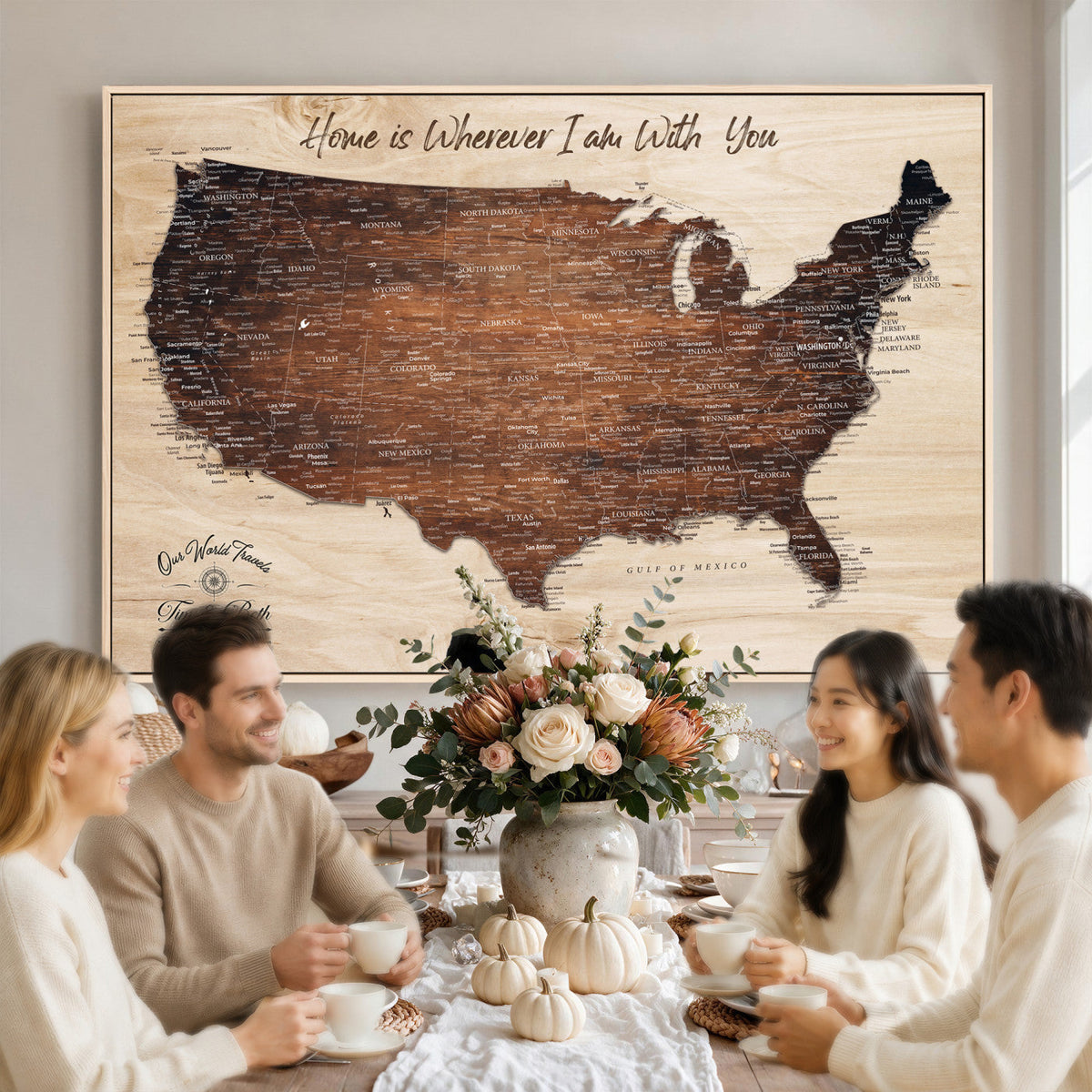 16274332-_Poster-30x20 - Personalized USA Push Pin Travel Map Canvas for Adventure Wall Decor
