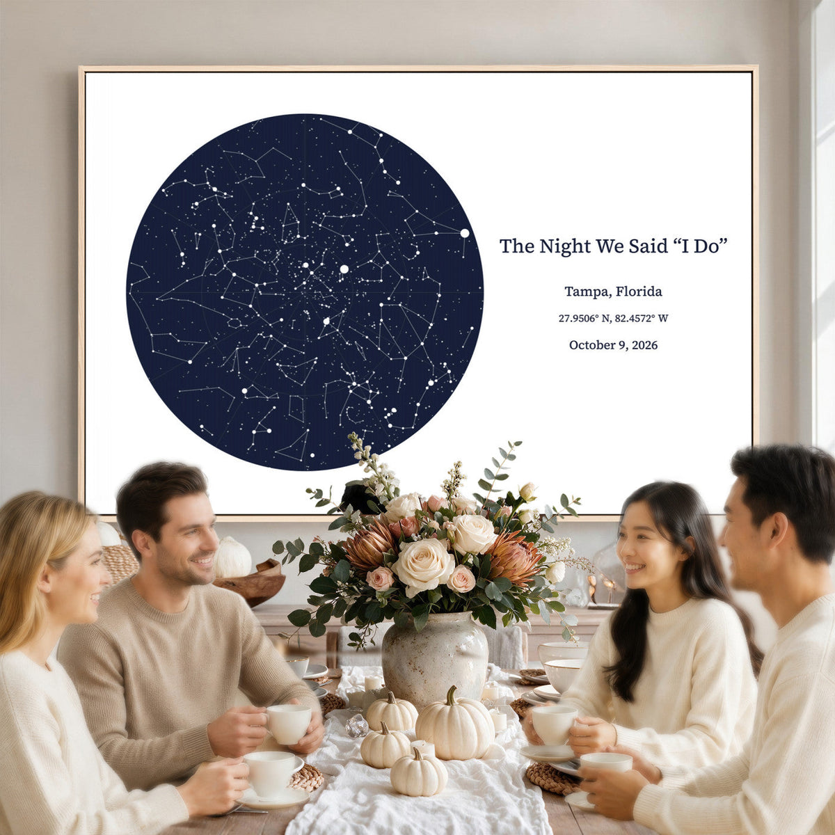 CSTM914STR-MGV-CV-36X24 - Custom Star Map Canvas Print – Personalized Night Sky Wall Art by Date and Location