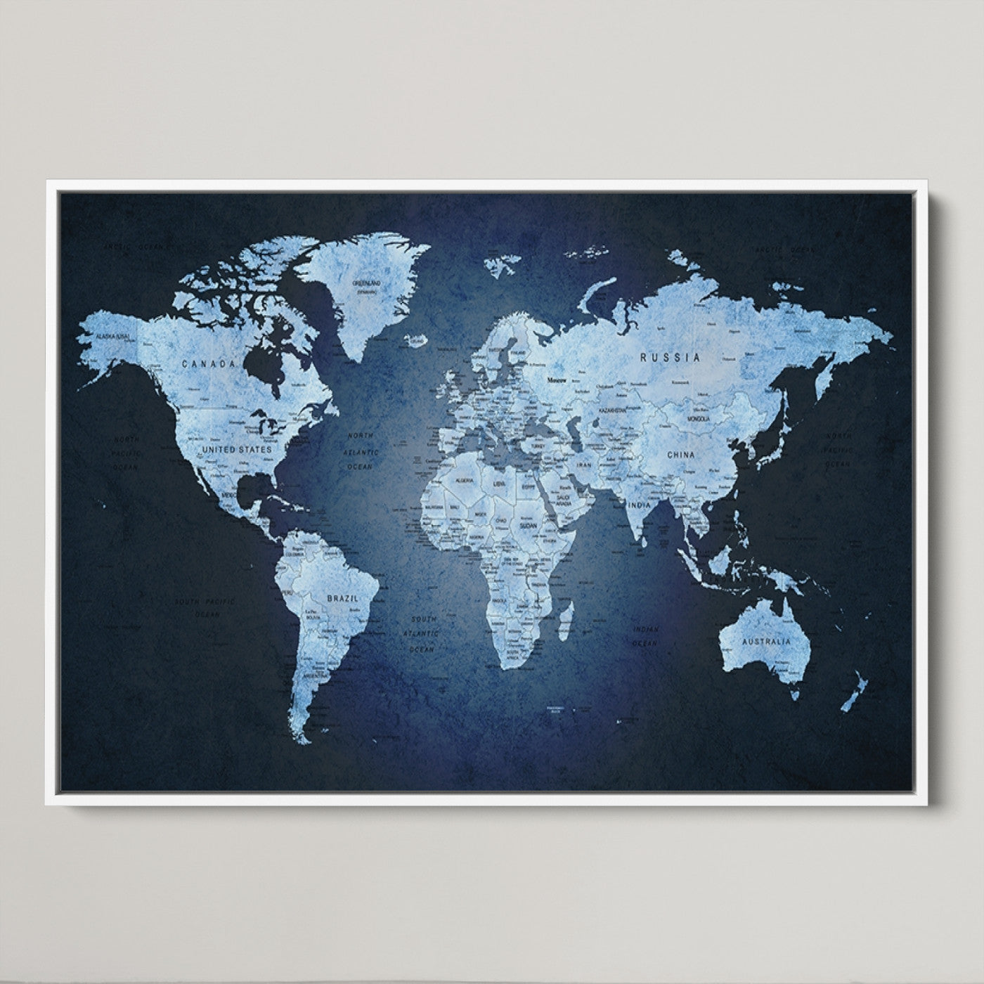 Push Pin World Map Canvas Print – Framed Wall Art for Couples to Track Their Travels – Anniversary Gift or Home Adventure Decor