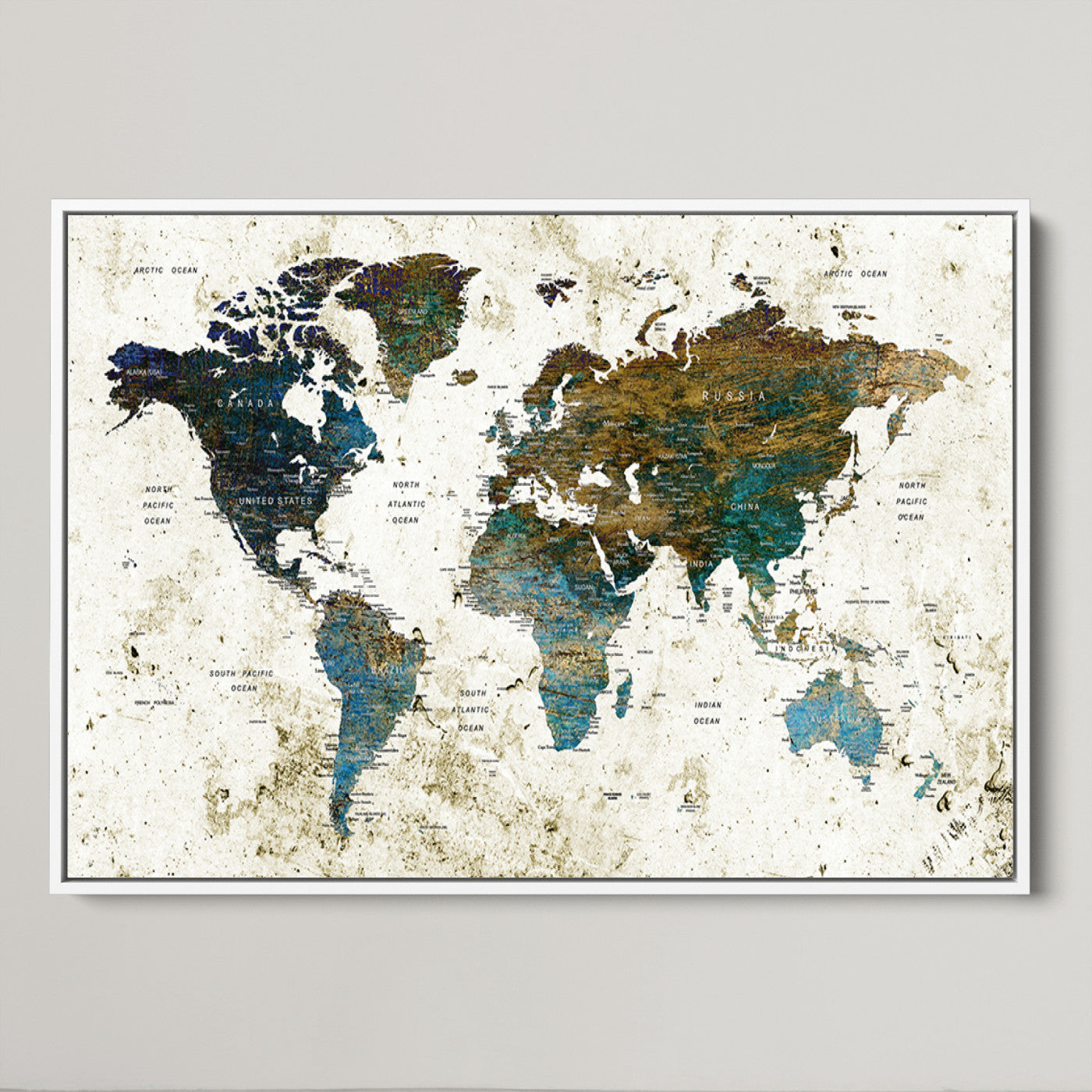 Push Pin World Map Canvas Print – Framed Wall Art for Couples to Track Their Travels – Anniversary Gift or Home Adventure Decor