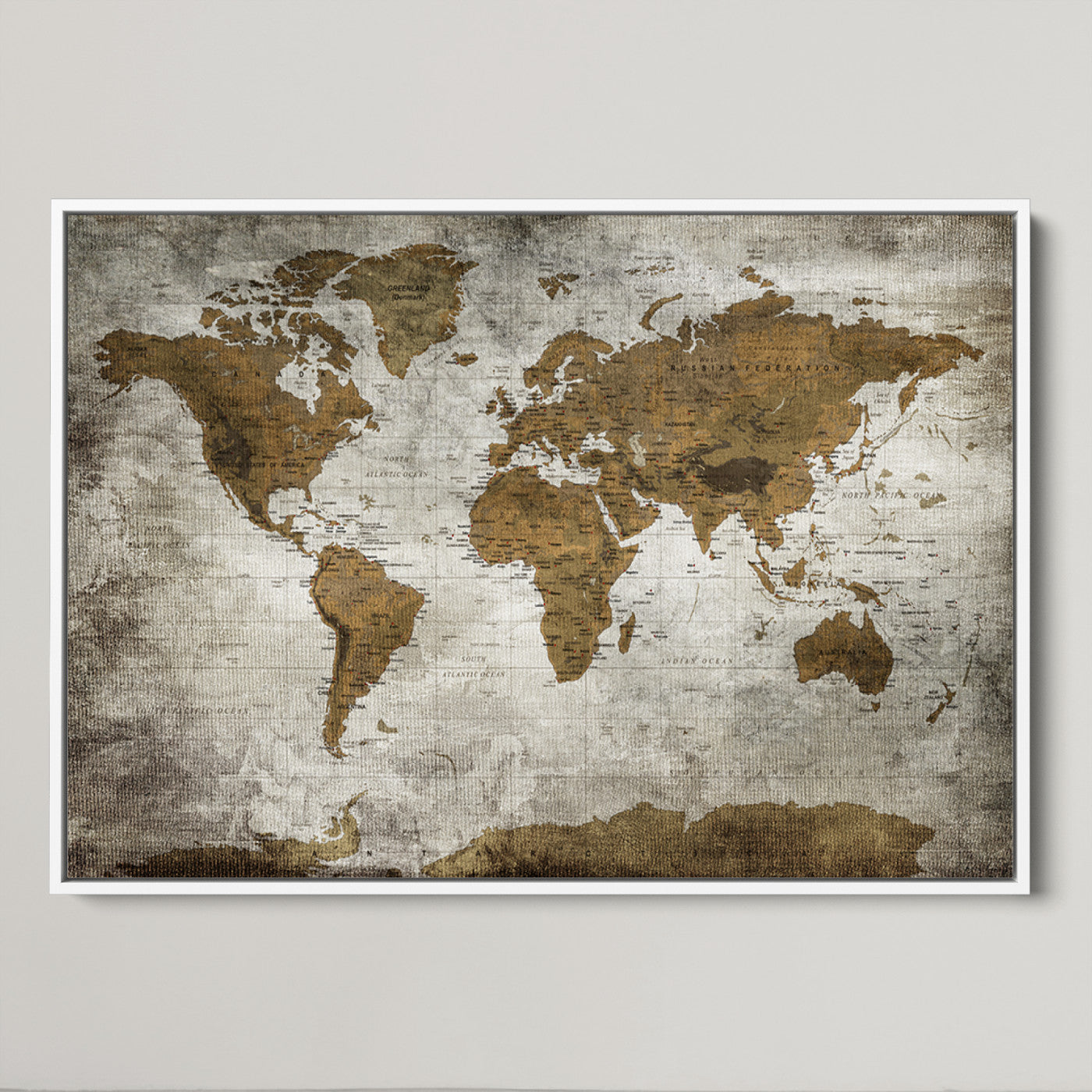Push Pin World Map Canvas Print – Framed Wall Art for Couples to Track Their Travels – Anniversary Gift or Home Adventure Decor