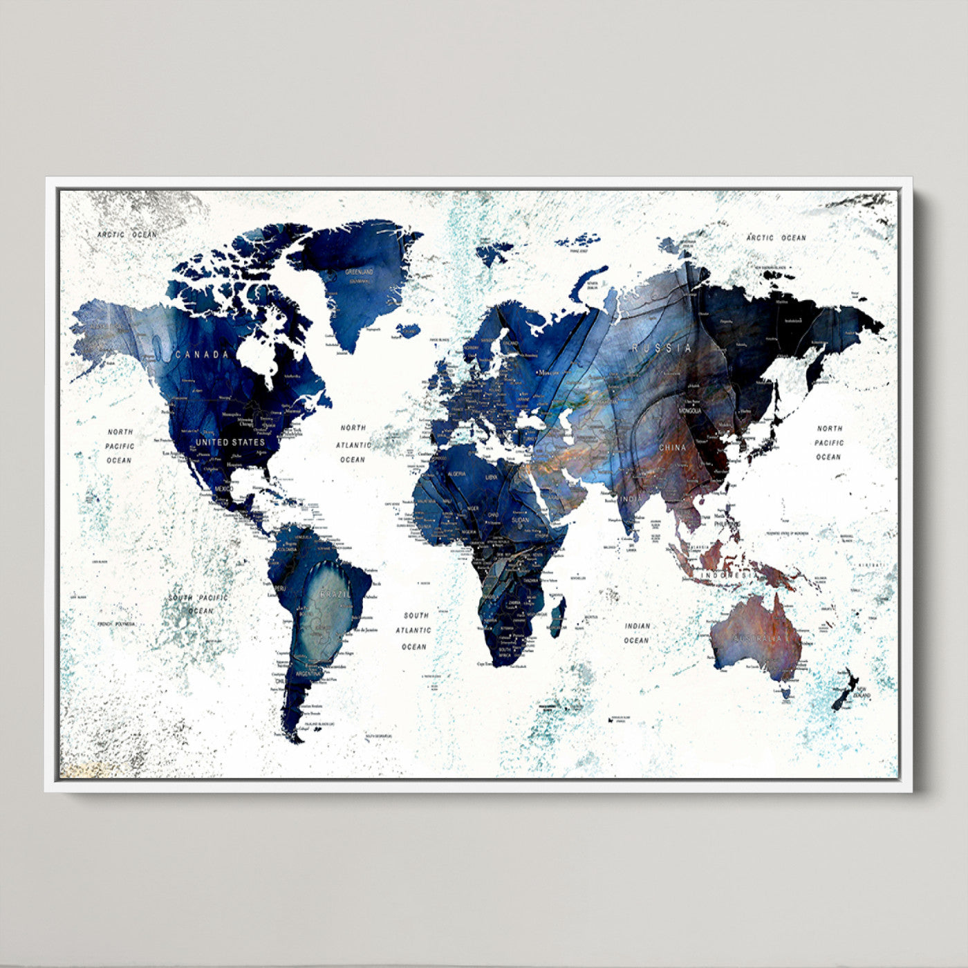 Push Pin World Map Canvas Print – Framed Wall Art for Couples to Track Their Travels – Anniversary Gift or Home Adventure Decor