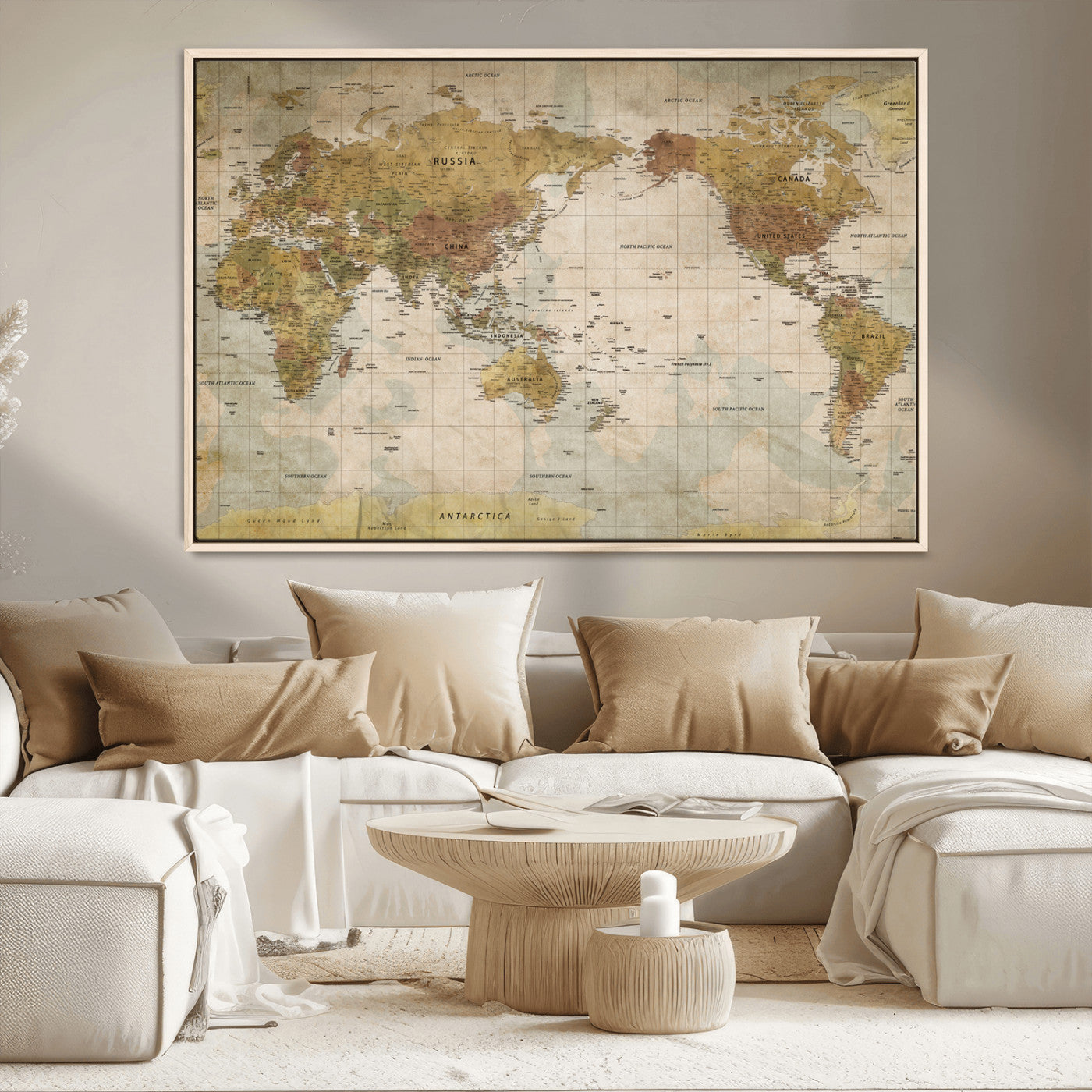 73306535-MGV-CV-36X24-Custom Push Pin World Map Wall Canvas Print – Personalized Travel Tracker for Anniversy Gift – Framed Custom Quotie Canvas for Home Office Decor