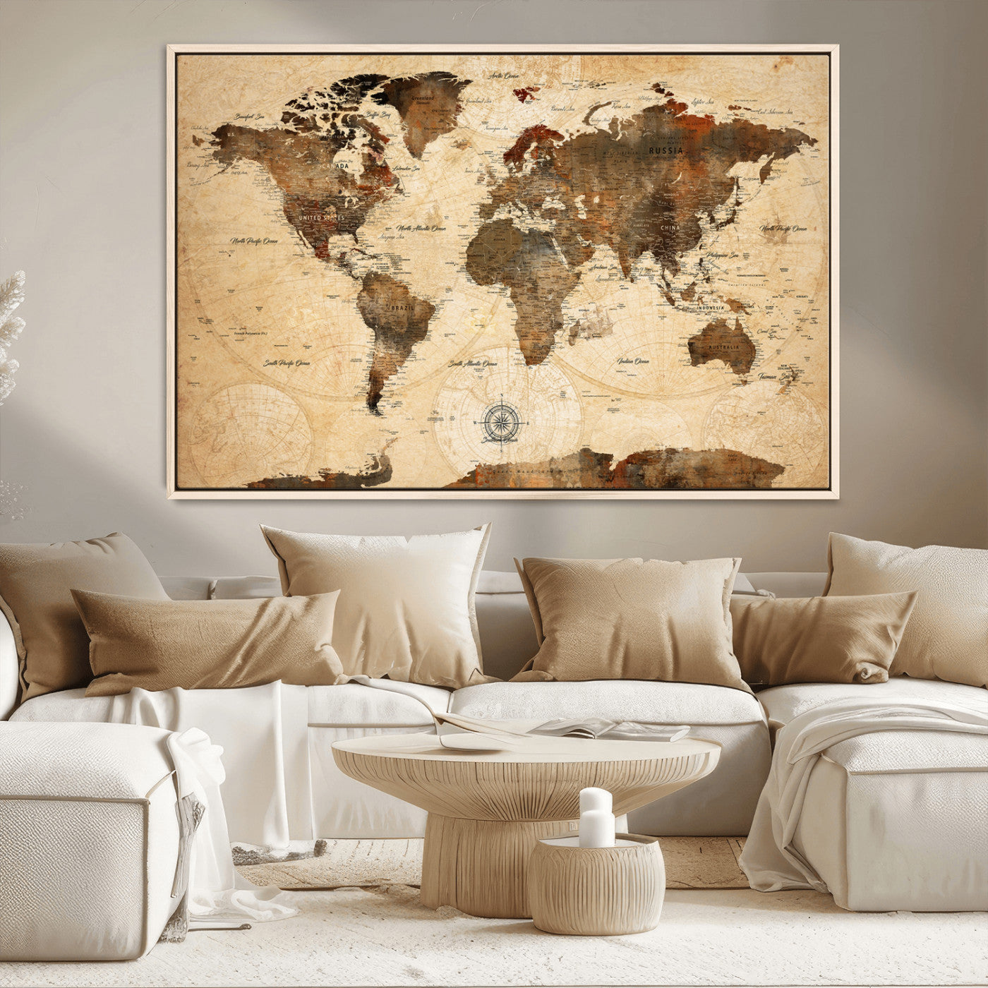 78064863-MGV-CV-36X24-Pastel Ocean Wall Art Canvas Print, Framed Soft Sunset Art Picture Print, Calm Sea Perfect minimalist Decor