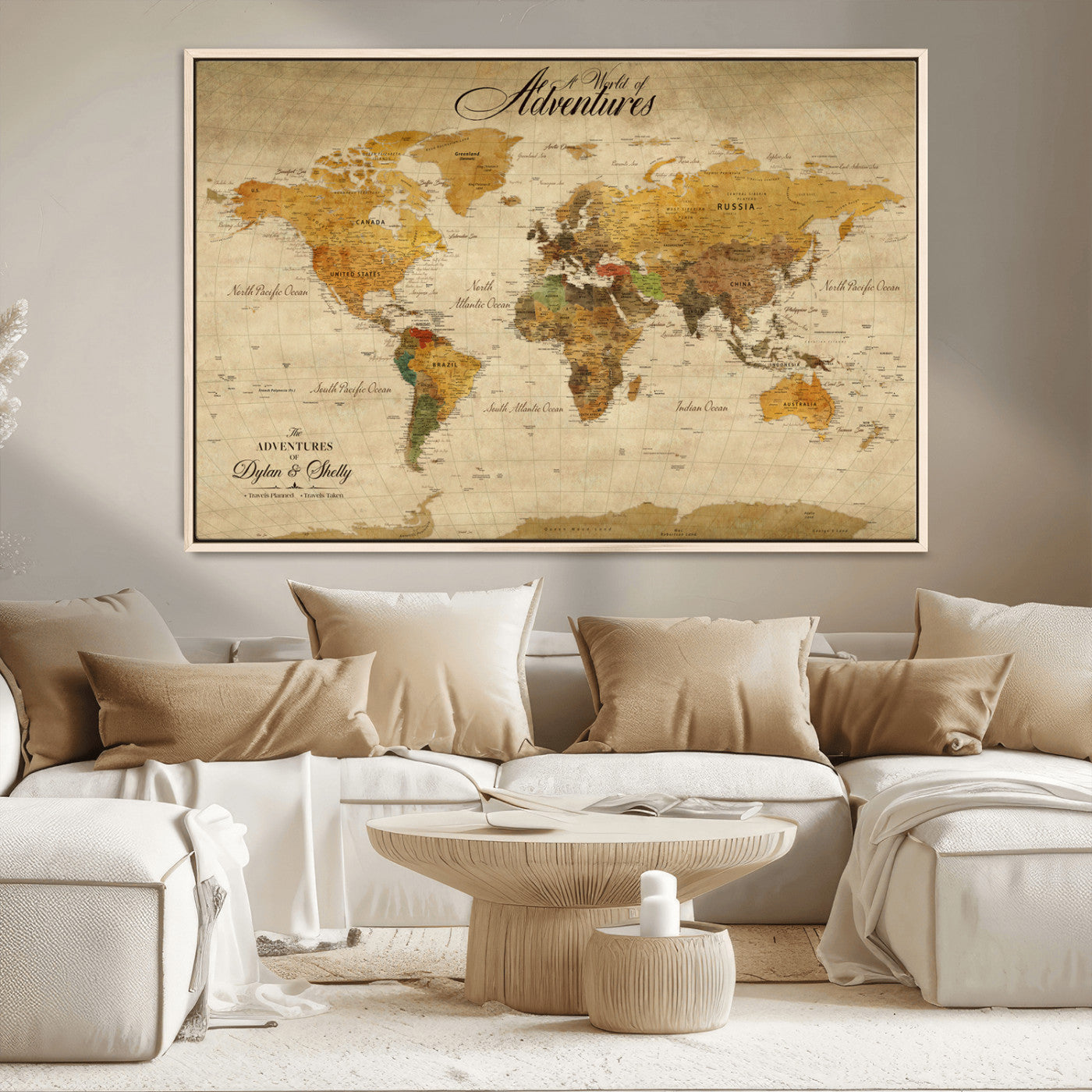36249537-MGV-CV-36X24-Calm Earthy Aesthetic Wall Art Canvas Print, Arid Terrain Decor Print, Framed Joshua Tree Art Print, Large Monochrome Desert Scene Printing,