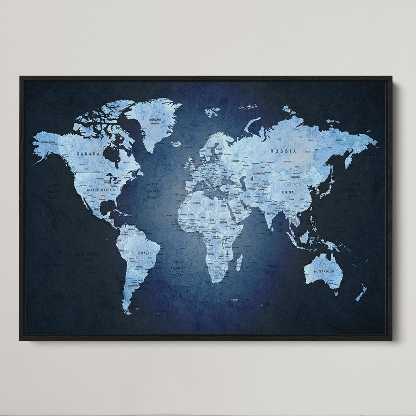 Push Pin World Map Canvas Print – Framed Wall Art for Couples to Track Their Travels – Anniversary Gift or Home Adventure Decor