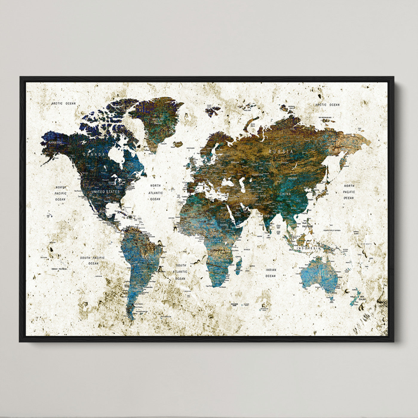 Push Pin World Map Canvas Print – Framed Wall Art for Couples to Track Their Travels – Anniversary Gift or Home Adventure Decor