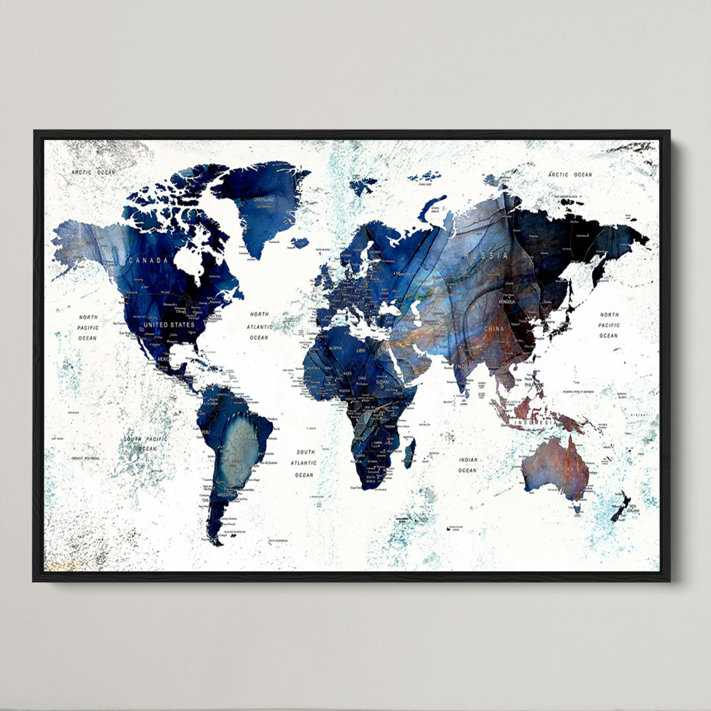 Push Pin World Map Canvas Print – Framed Wall Art for Couples to Track Their Travels – Anniversary Gift or Home Adventure Decor