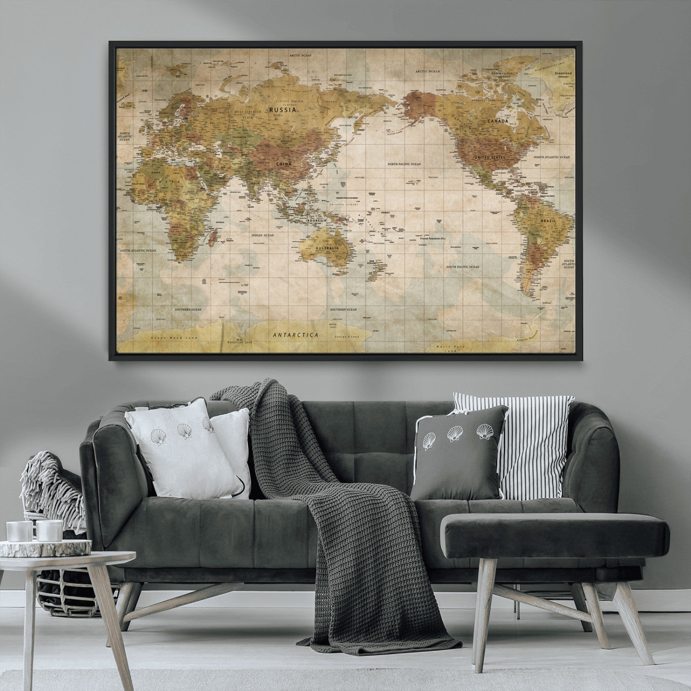 73306535-MGV-FC-36X24_Black-Custom Push Pin World Map Wall Canvas Print – Personalized Travel Tracker for Anniversy Gift – Framed Custom Quotie Canvas for Home Office Decor