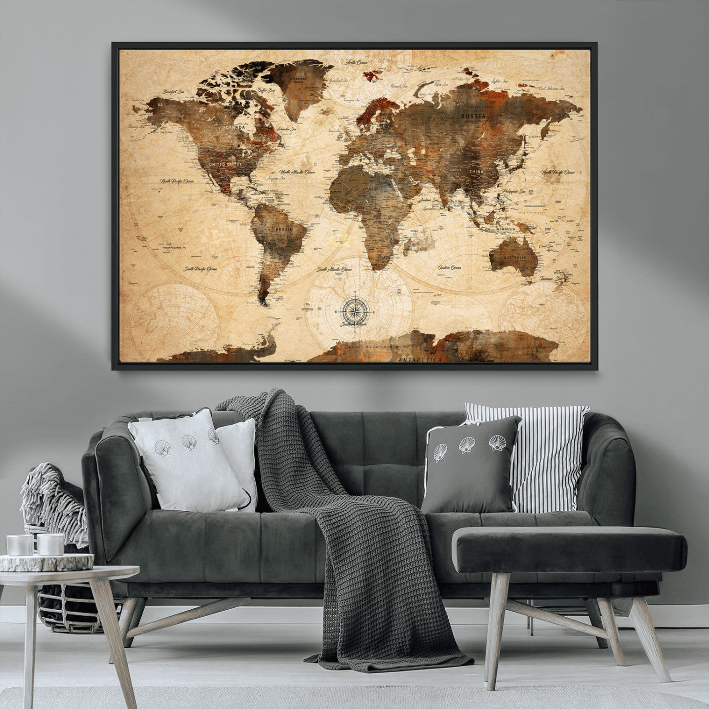 78064863-MGV-FC-36X24_Black-Pastel Ocean Wall Art Canvas Print, Framed Soft Sunset Art Picture Print, Calm Sea Perfect minimalist Decor
