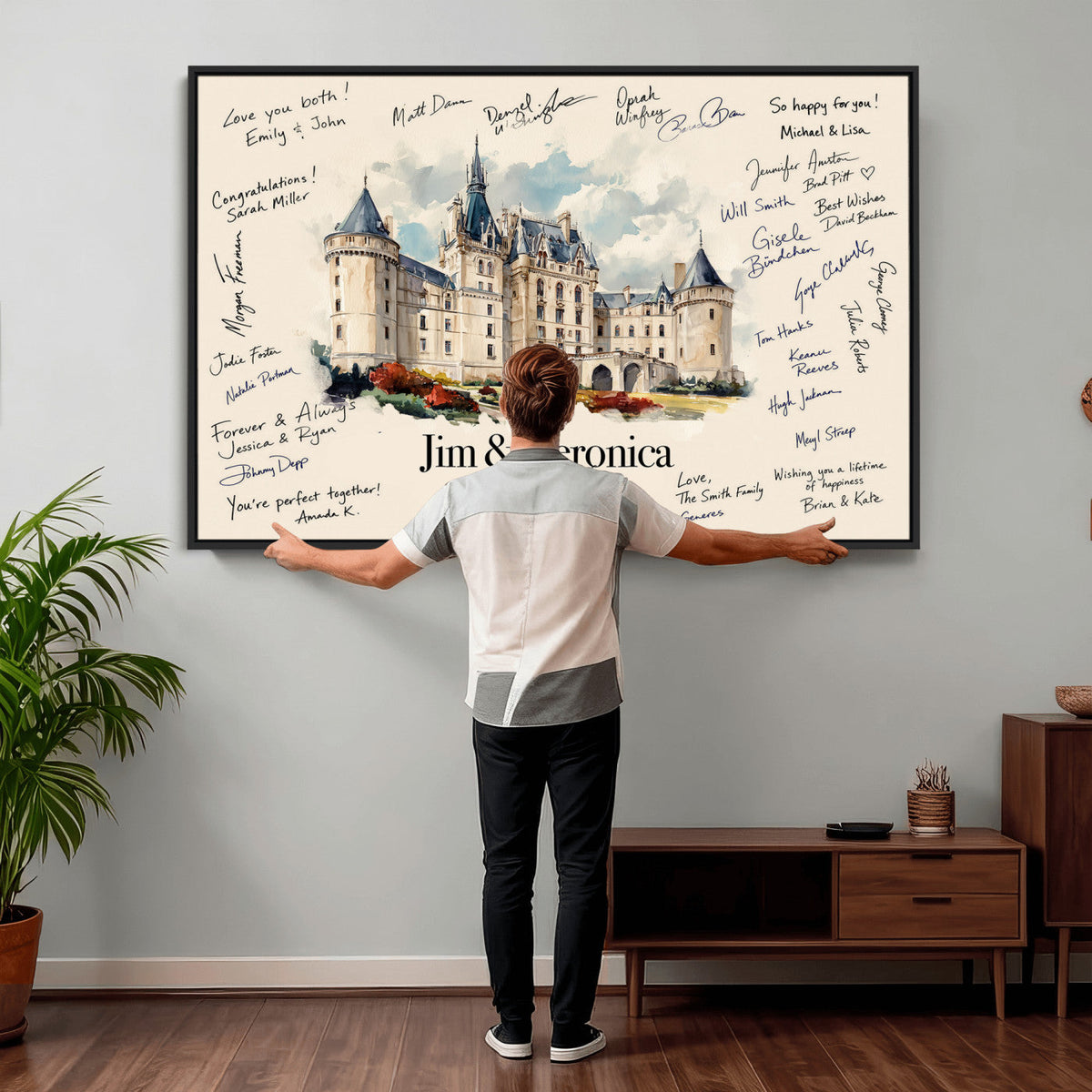 55883547-MGV-CV-36X24 - Wedding Guest Book Alternative Wall Art Canvas Print, Personalized Couple Photo Guestbook Wedding Signature Poster, Custom Couple Photo Guestbook Canvas