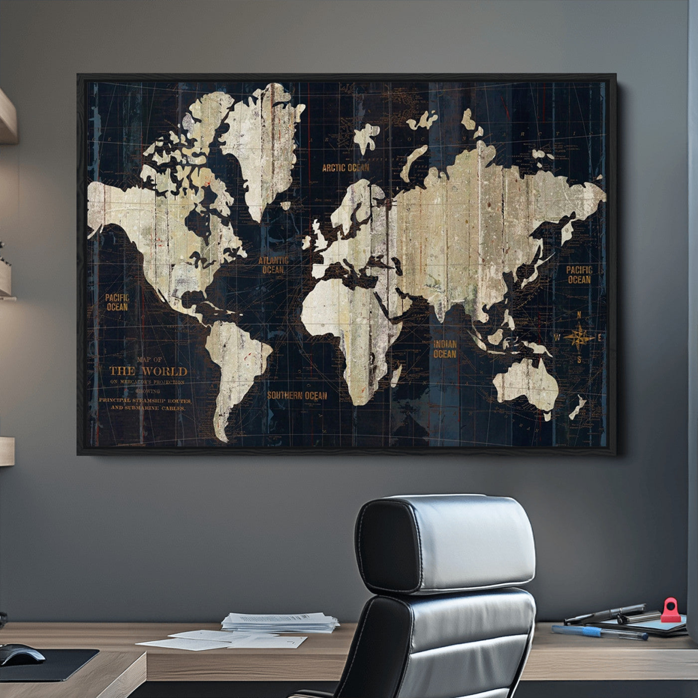 Push Pin World Map Canvas Print – Framed Wall Art for Couples to Track Their Travels – Anniversary Gift or Home Adventure Decor