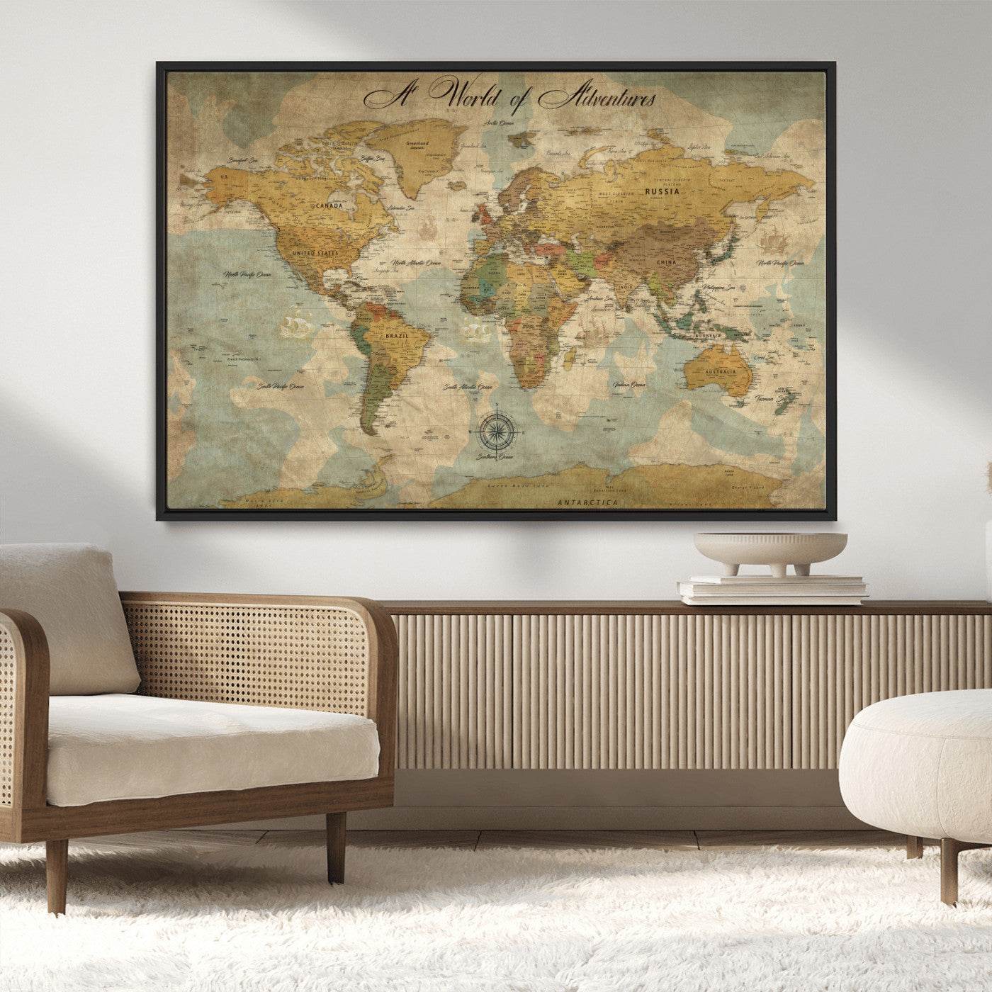 75690627-MGV-CV-36X24-Personalized World Map Print, Customizable Push Pin Framed World Map Print on Canvas - Custom Quote on Map Print,