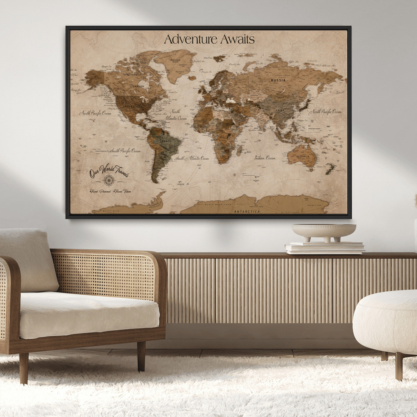 81121837-MGV-FC-36X24_Black-Texas Longhorn Wall Art Canvas Print, Framed Western Rustic Art Picture Print, Farmhouse Decor Perfect Rustic Farmhouse Decor Artwork