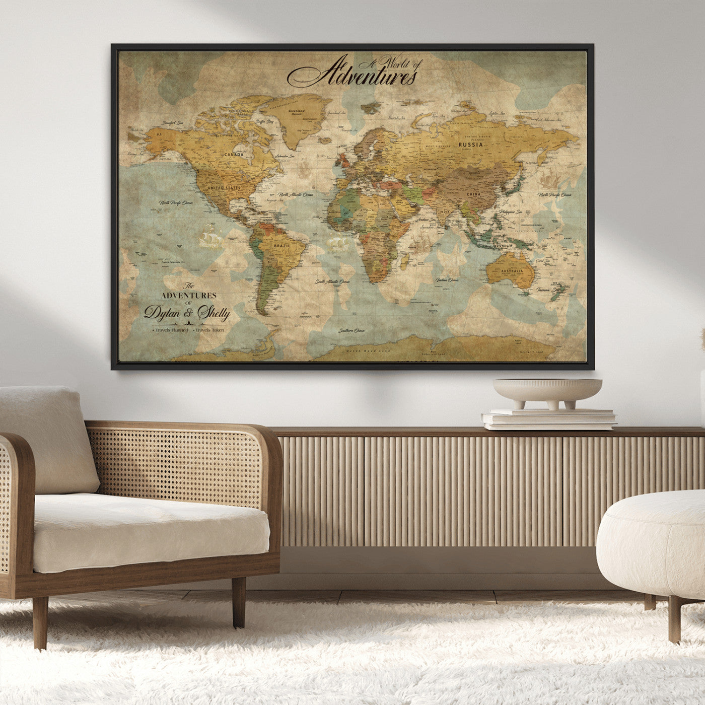 82876970-MGV-CV-36X24-Spotted Butterfly Wall Art Canvas Print, Neutral Insect Theme Print, Framed Earthy Wing Pattern Art Print, Large Minimalist Nature Decor