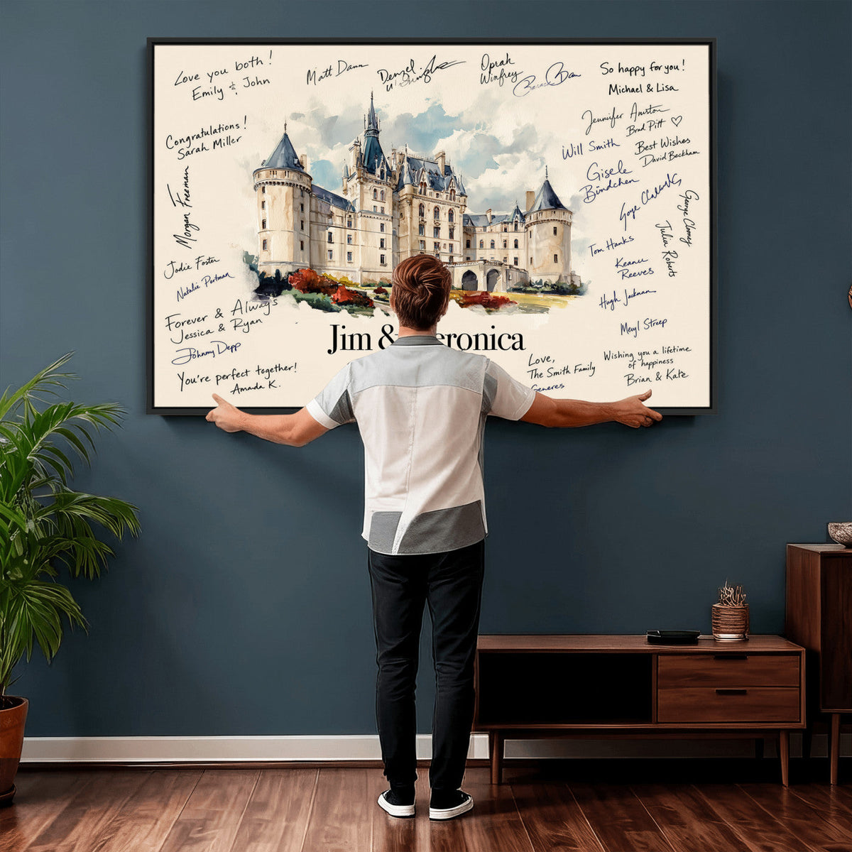 55883547-MGV-CV-36X24 - Wedding Guest Book Alternative Wall Art Canvas Print, Personalized Couple Photo Guestbook Wedding Signature Poster, Custom Couple Photo Guestbook Canvas