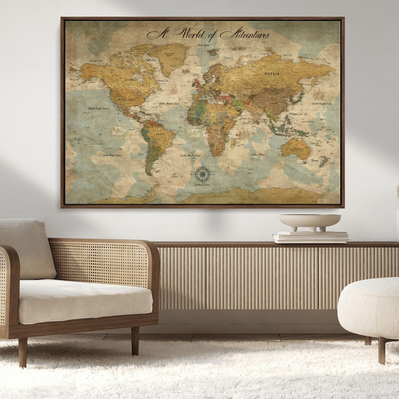 75690627-MGV-CV-36X24-Personalized World Map Print, Customizable Push Pin Framed World Map Print on Canvas - Custom Quote on Map Print,