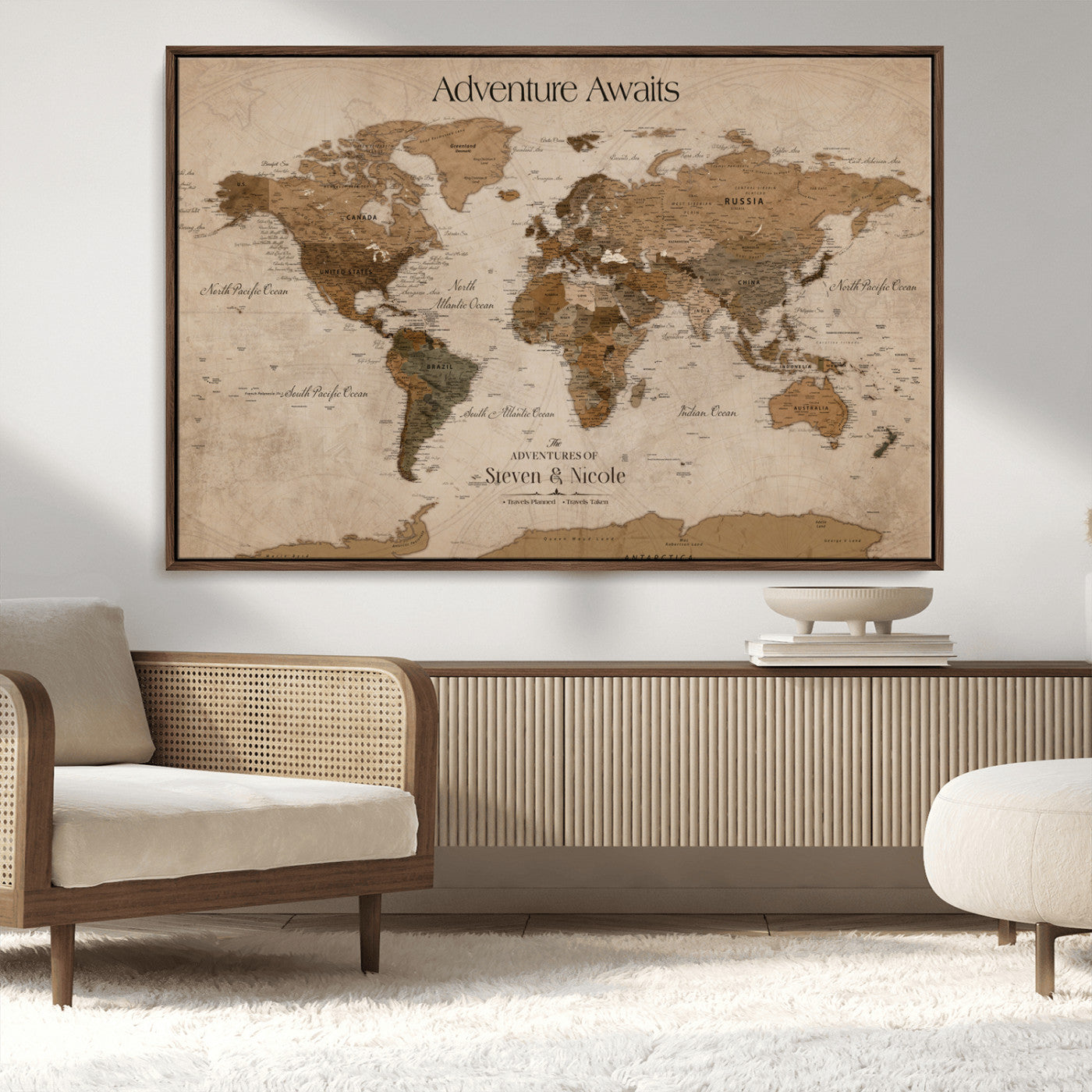 26070282-MGV-CV-36X24-Personalized World Map Wall Art Canvas Print - Customizable Wall Art Map Print