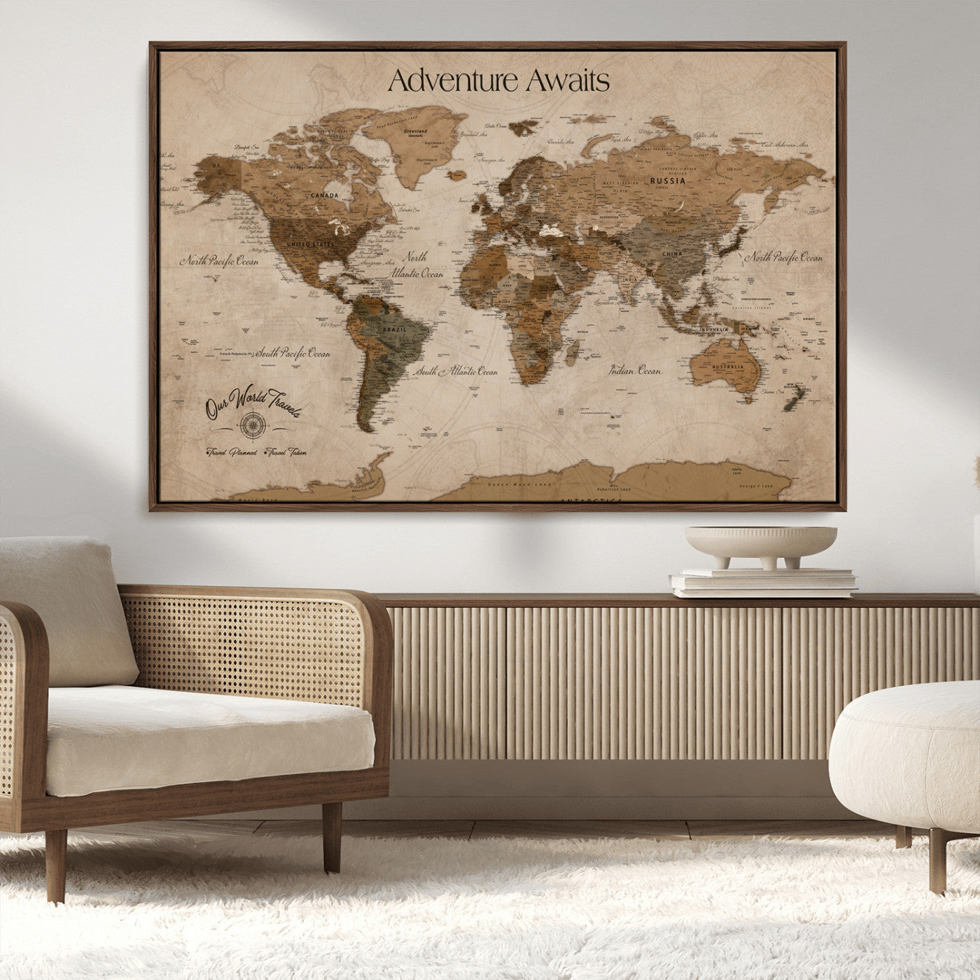81121837-MGV-CV-36X24-Texas Longhorn Wall Art Canvas Print, Framed Western Rustic Art Picture Print, Farmhouse Decor Perfect Rustic Farmhouse Decor Artwork