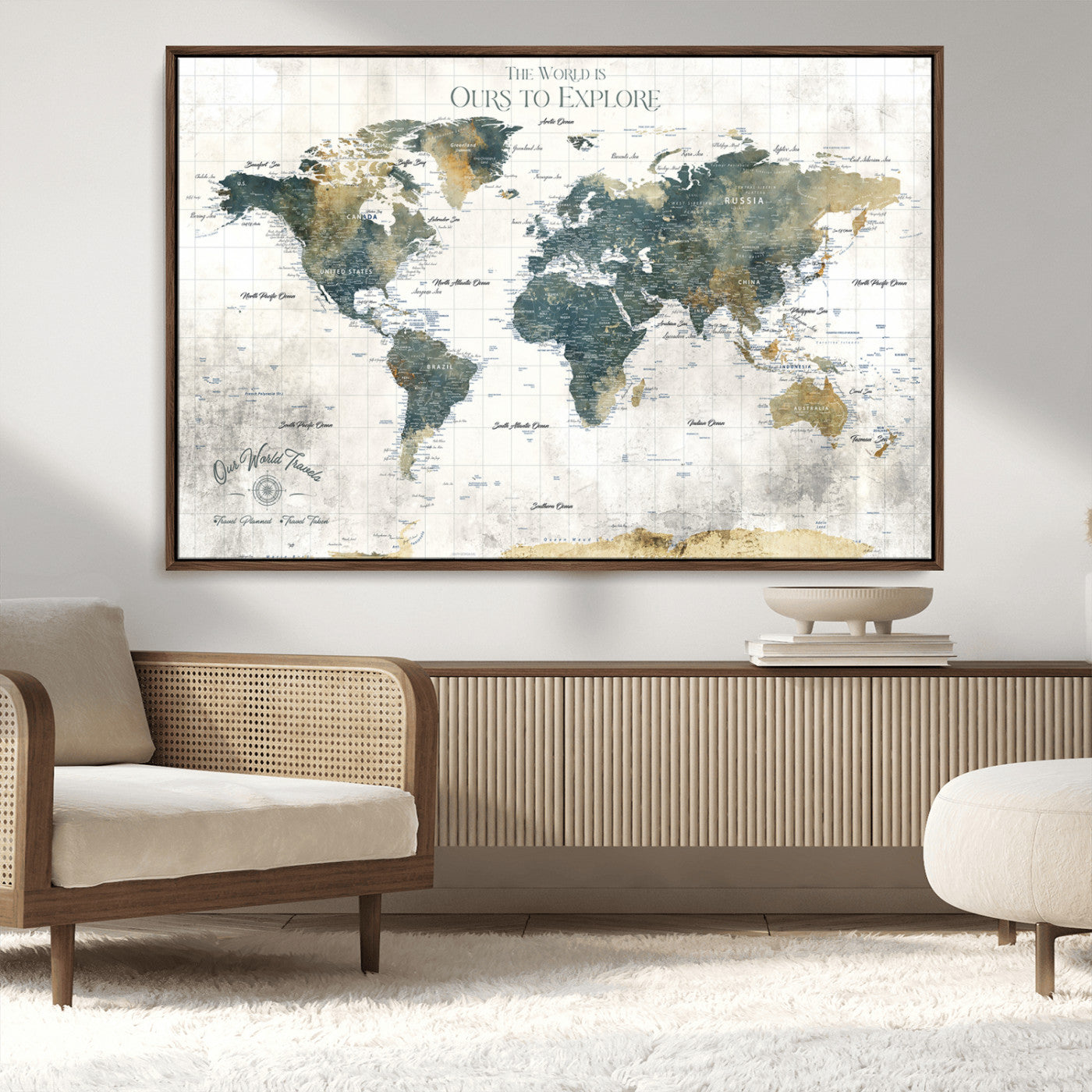 14988581-MGV-CV-36X24-Minimalist Seascape Wall Art Canvas Print, Framed Neutral Beach Print Art Picture Print, Sand Dune Photography Perfect Scandinavian Coastal