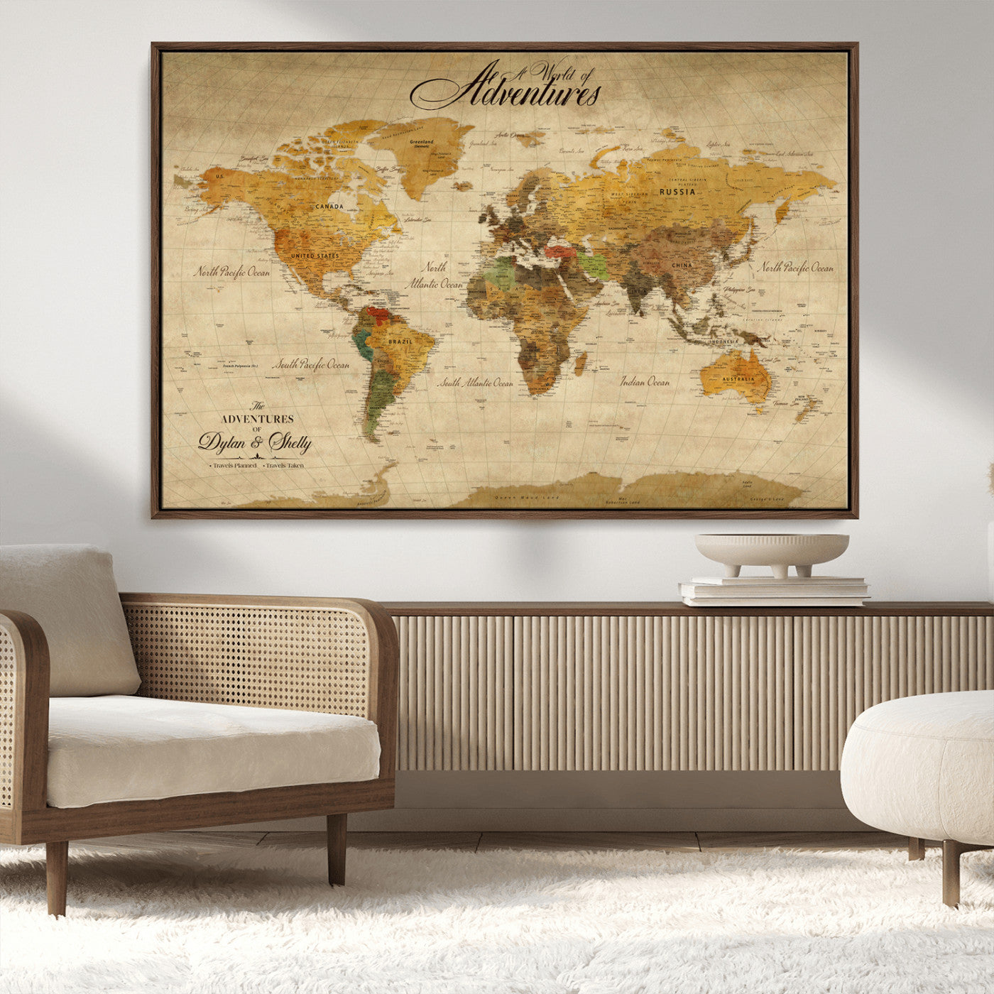 36249537-MGV-CV-36X24-Calm Earthy Aesthetic Wall Art Canvas Print, Arid Terrain Decor Print, Framed Joshua Tree Art Print, Large Monochrome Desert Scene Printing,