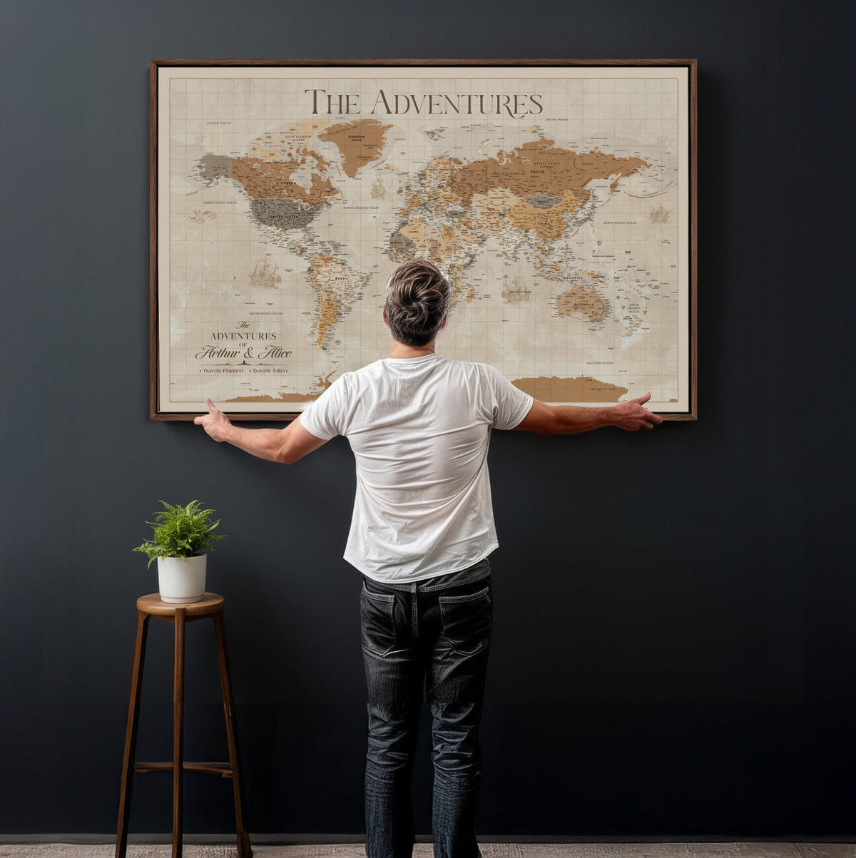 57738274-MGV-CV-36X24 - Custom Push Pin World Map Wall Art Canvas Print | Personalized Travel Tracker - NEWMAP-10