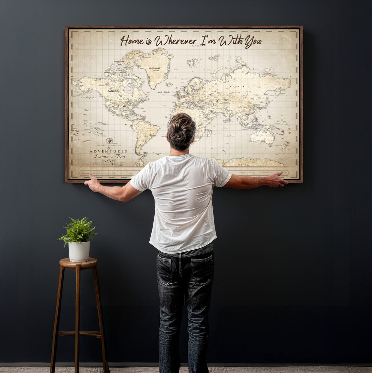40086720-MGV-CV-36X24 - Custom Push Pin World Map Canvas Print | Personalized Travel Map Wall Art