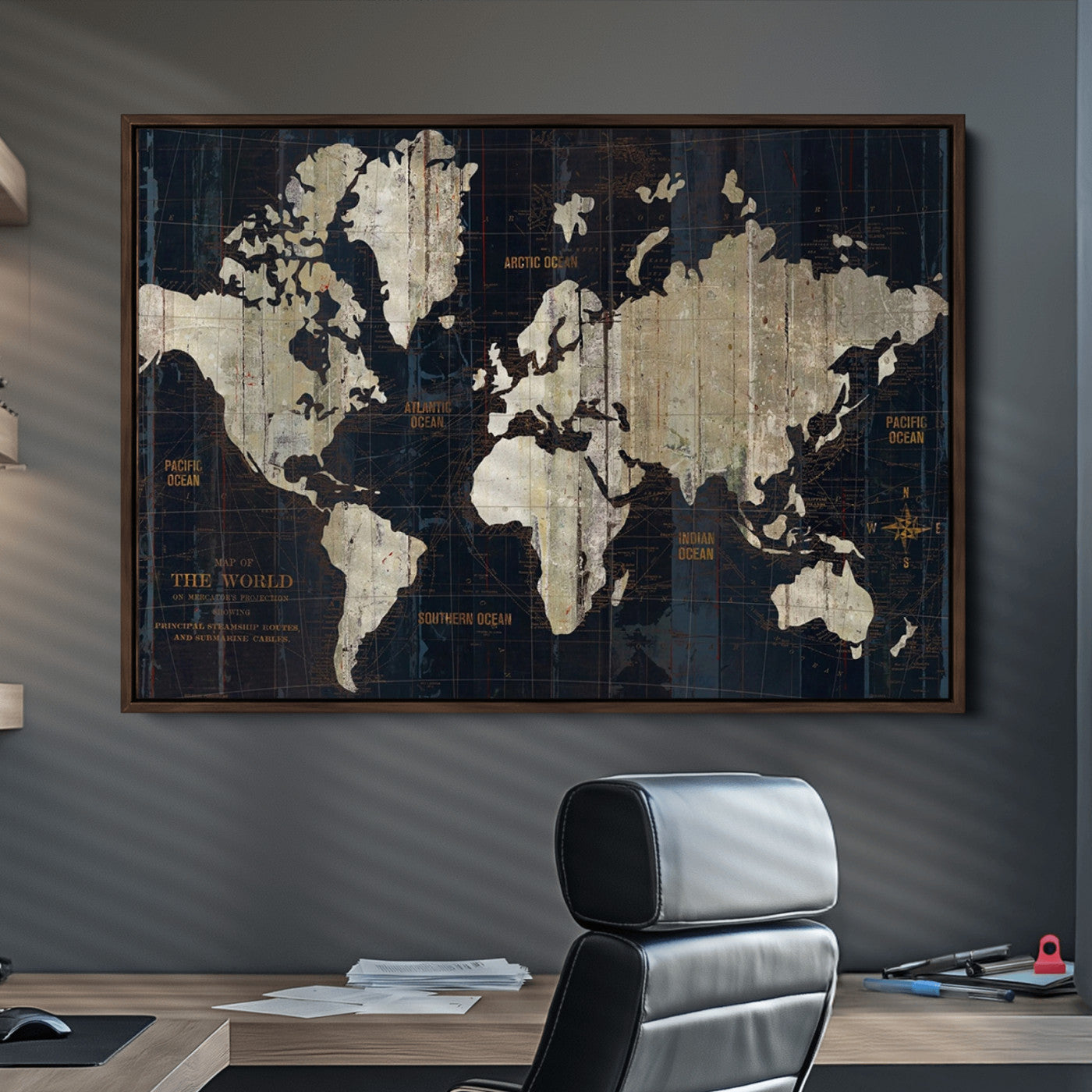 Push Pin World Map Canvas Print – Framed Wall Art for Couples to Track Their Travels – Anniversary Gift or Home Adventure Decor