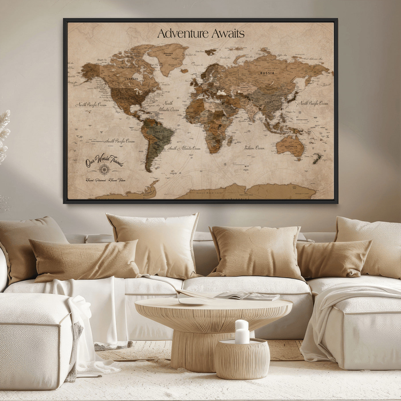 81121837-MGV-CV-36X24-Texas Longhorn Wall Art Canvas Print, Framed Western Rustic Art Picture Print, Farmhouse Decor Perfect Rustic Farmhouse Decor Artwork