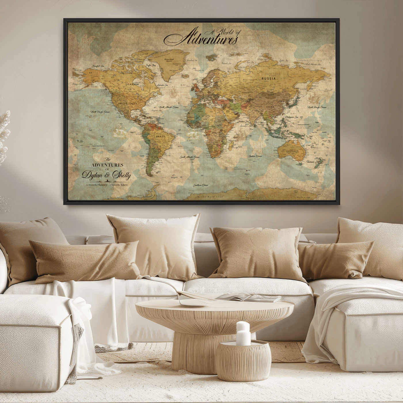 82876970-MGV-CV-36X24-Spotted Butterfly Wall Art Canvas Print, Neutral Insect Theme Print, Framed Earthy Wing Pattern Art Print, Large Minimalist Nature Decor