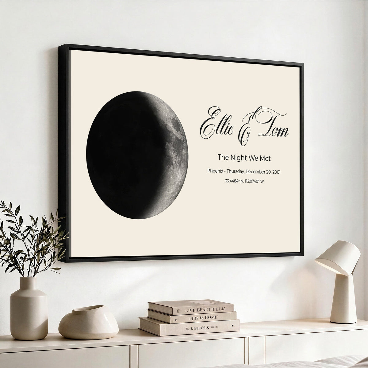 CSTM914MOON-MGV-CV-36X24 - Moon Phase Canvas Print – Personalized Moon from the Night You Met Wall Art