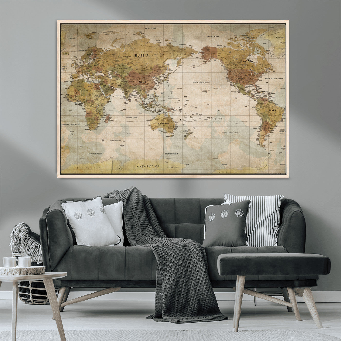 73306535-MGV-CV-36X24-Custom Push Pin World Map Wall Canvas Print – Personalized Travel Tracker for Anniversy Gift – Framed Custom Quotie Canvas for Home Office Decor