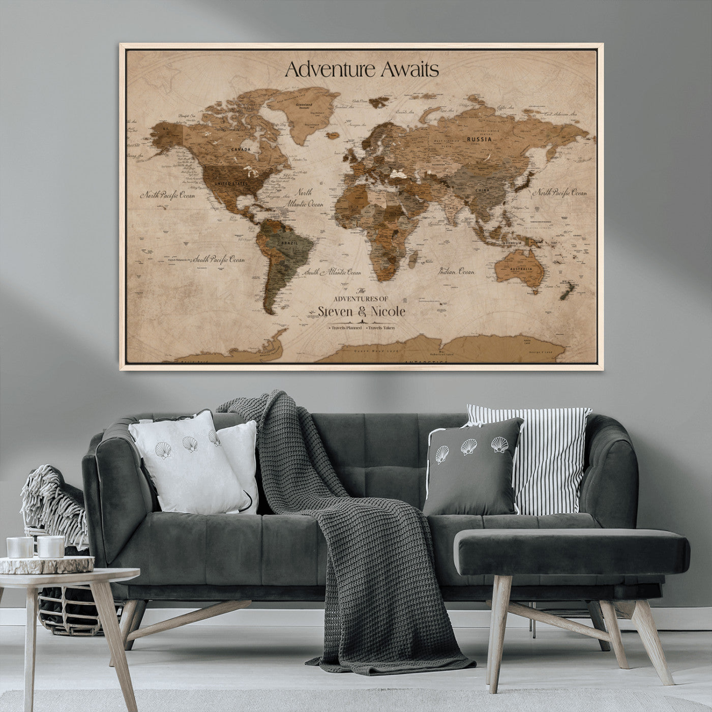 26070282-MGV-CV-36X24-Personalized World Map Wall Art Canvas Print - Customizable Wall Art Map Print