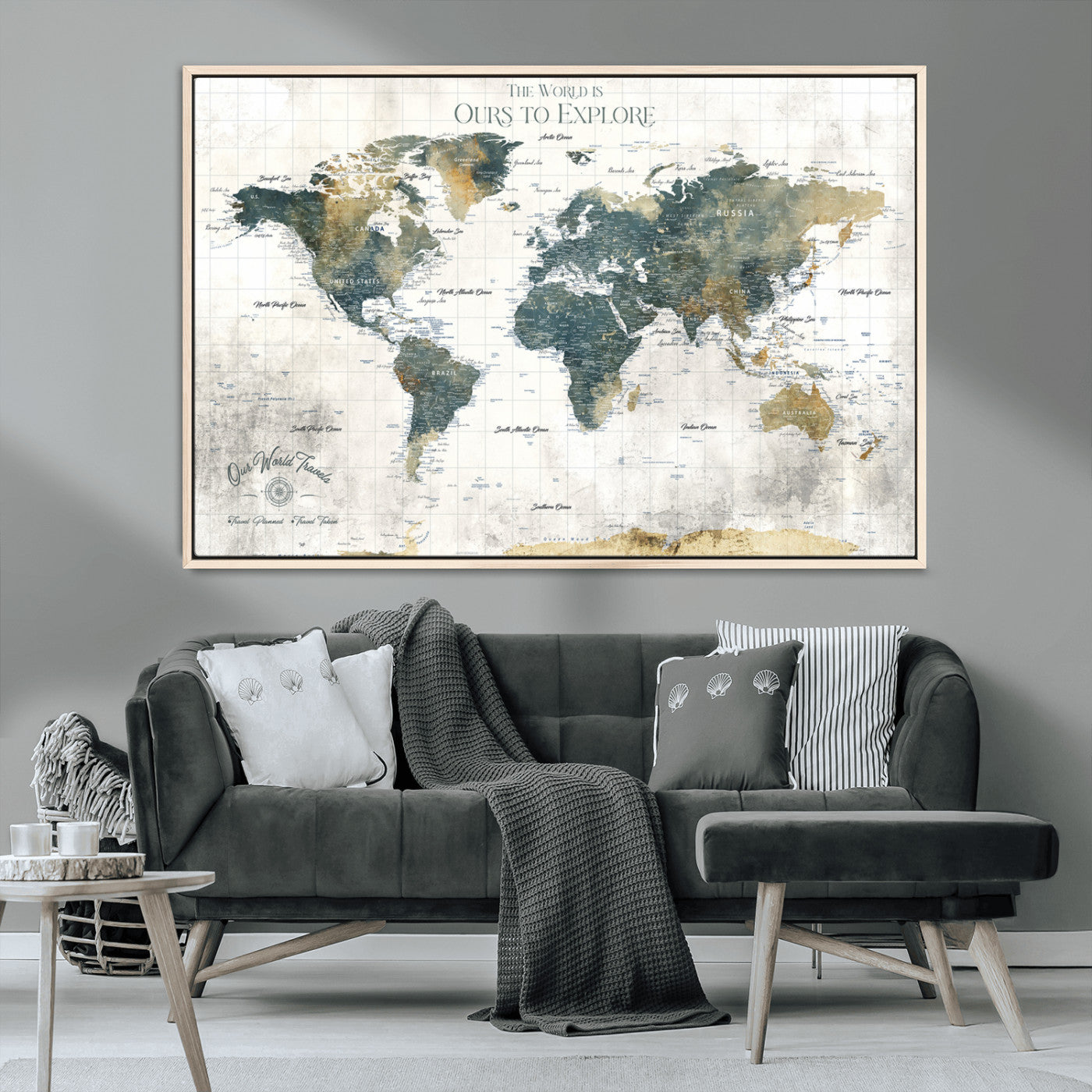 14988581-MGV-CV-36X24-Minimalist Seascape Wall Art Canvas Print, Framed Neutral Beach Print Art Picture Print, Sand Dune Photography Perfect Scandinavian Coastal