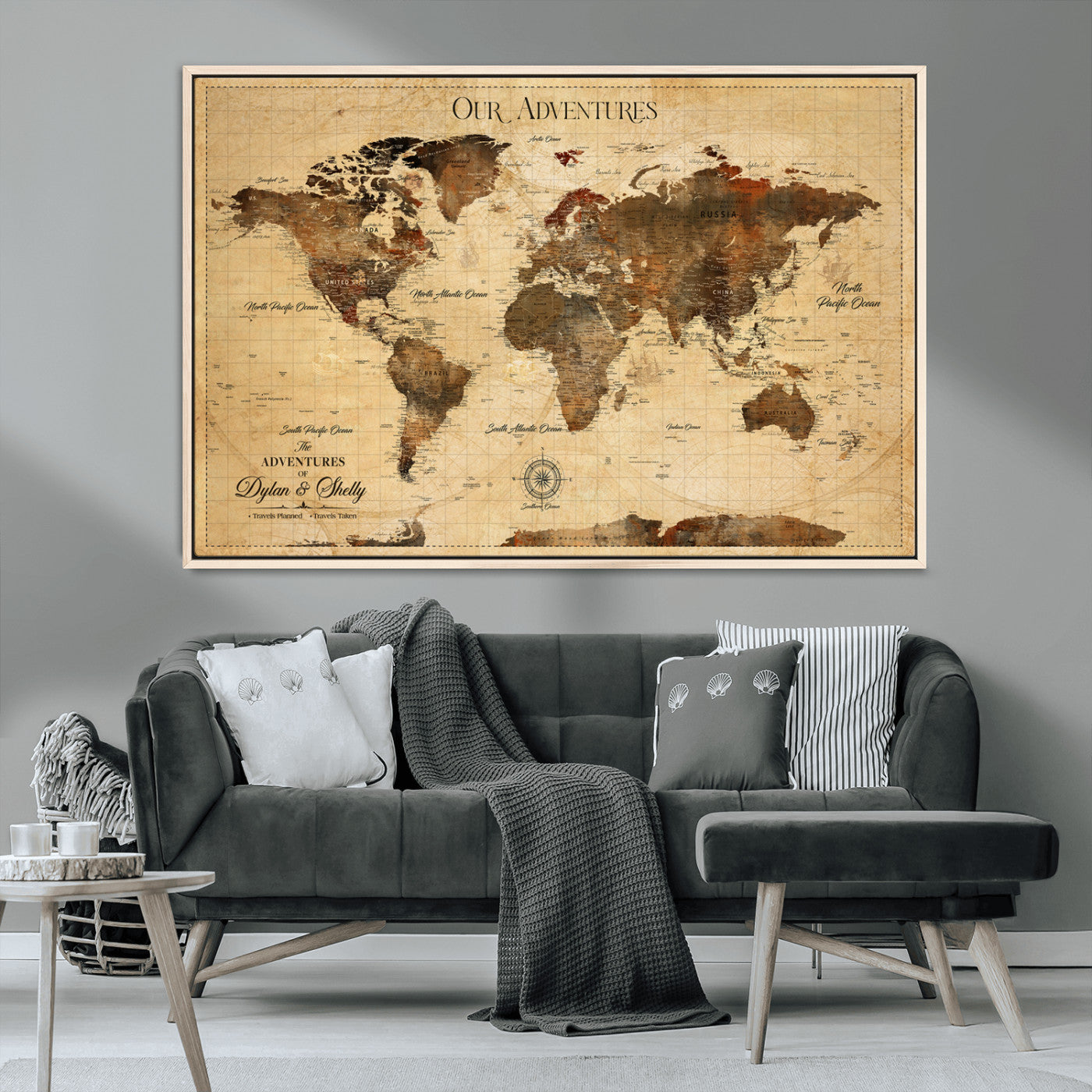 58339741-MGV-CV-36X24-Pastel Ocean Wall Art Canvas Print, Framed Soft Sunset Art Picture Print, Calm Sea Perfect minimalist Decor