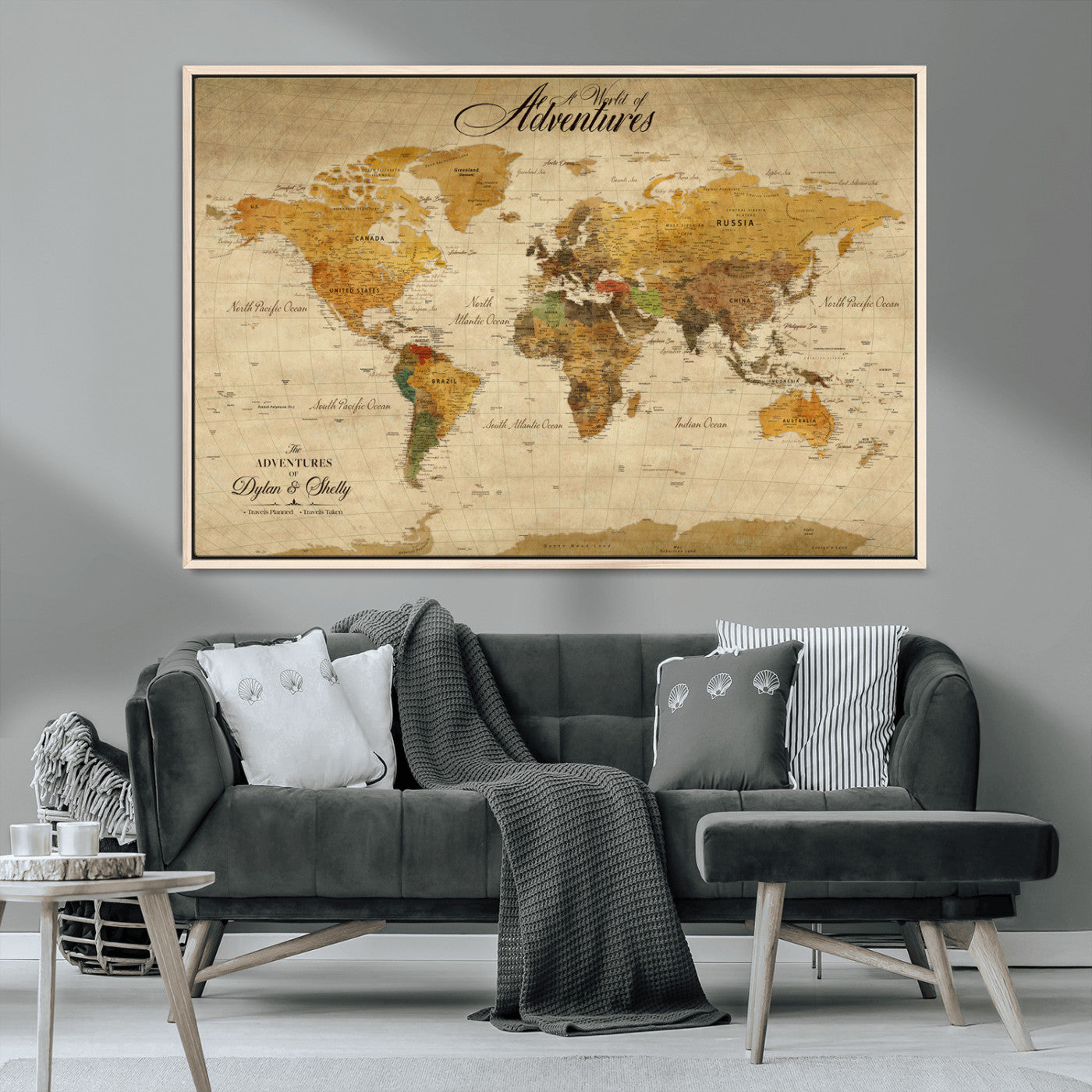 36249537-MGV-CV-36X24-Calm Earthy Aesthetic Wall Art Canvas Print, Arid Terrain Decor Print, Framed Joshua Tree Art Print, Large Monochrome Desert Scene Printing,